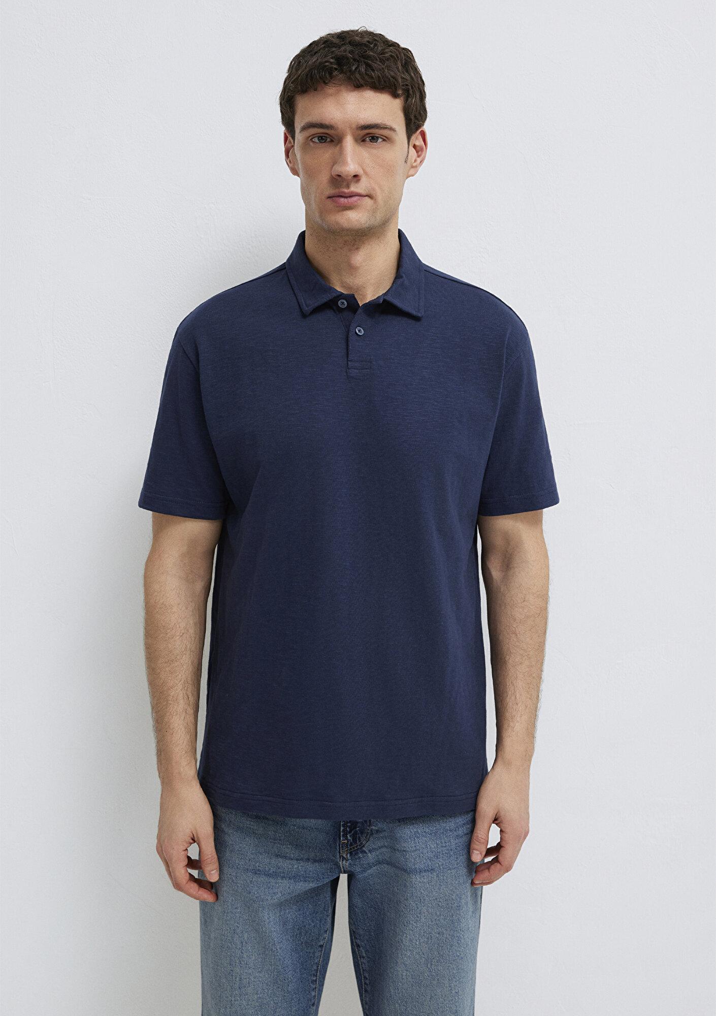 Mavi Lacivert Polo Tişört Loose Fit / Bol Rahat Kesim 0613152-70490