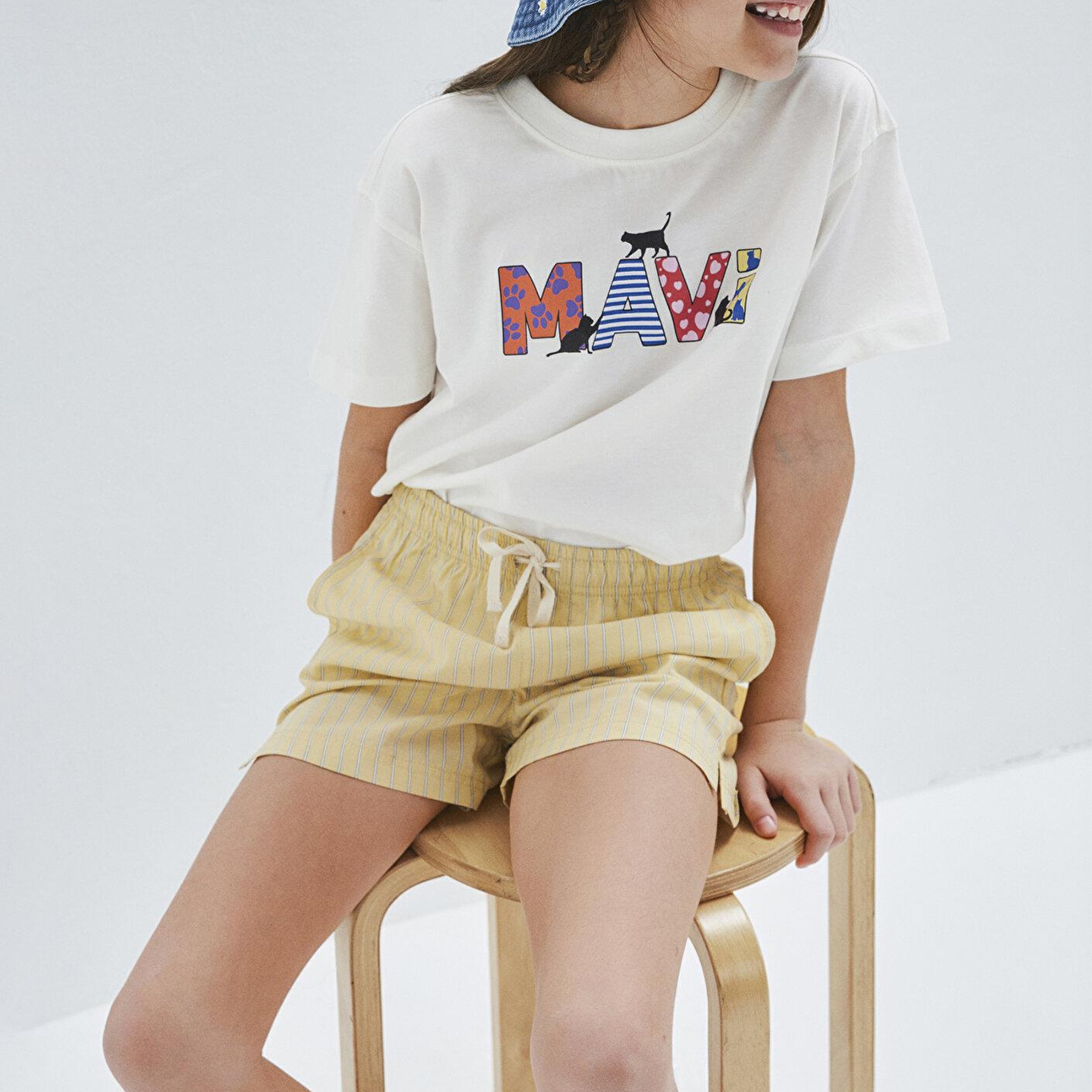 Mavi Mavi Logo Baskılı Ekru Tişört Loose Fit / Bol Rahat Kesim 7610426-70057