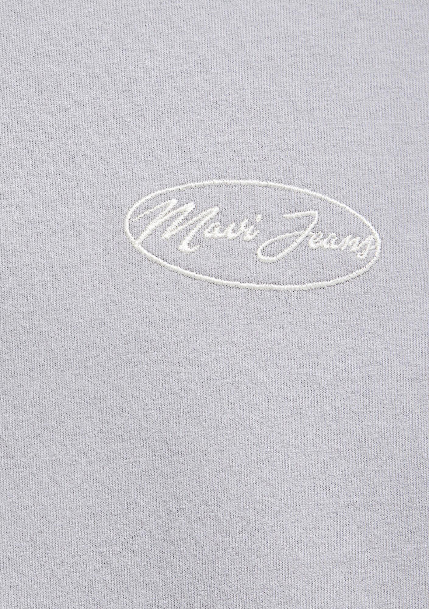 Mavi Mavi Jeans Nakışlı V Yaka Gri Tişört Oversize / Geniş Kesim 0613171-80615