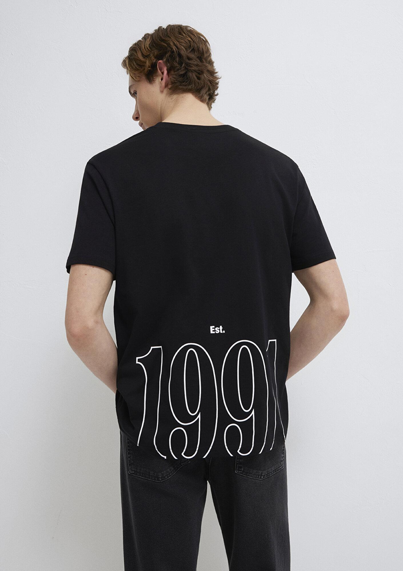 Mavi 1991 Baskılı Siyah Tişört Loose Fit / Bol Rahat Kesim 0612540-900