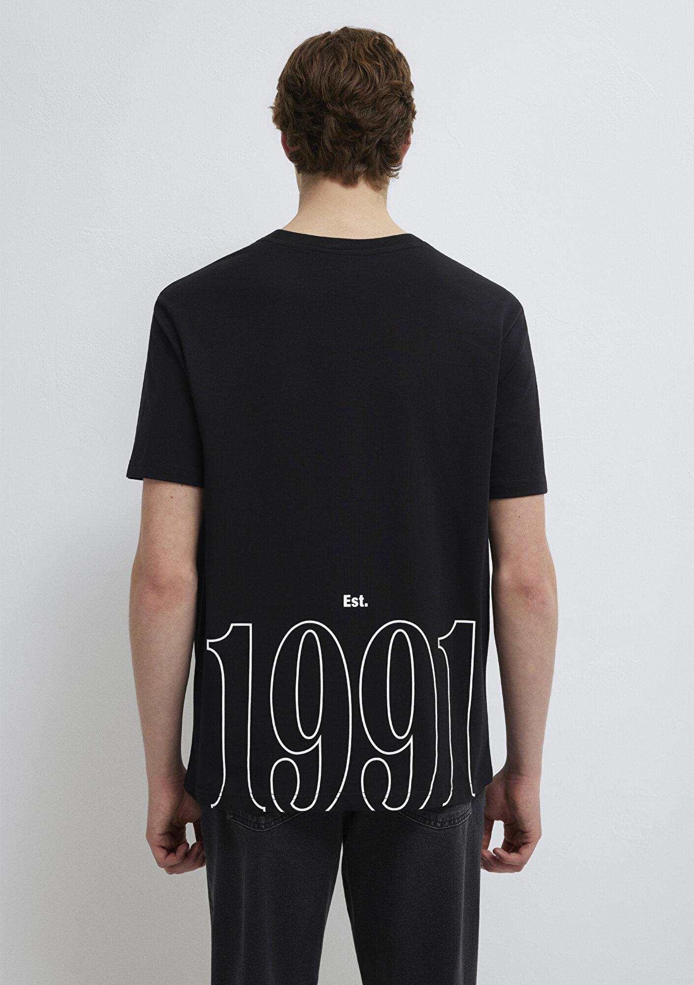 Mavi 1991 Baskılı Siyah Tişört Loose Fit / Bol Rahat Kesim 0612540-900