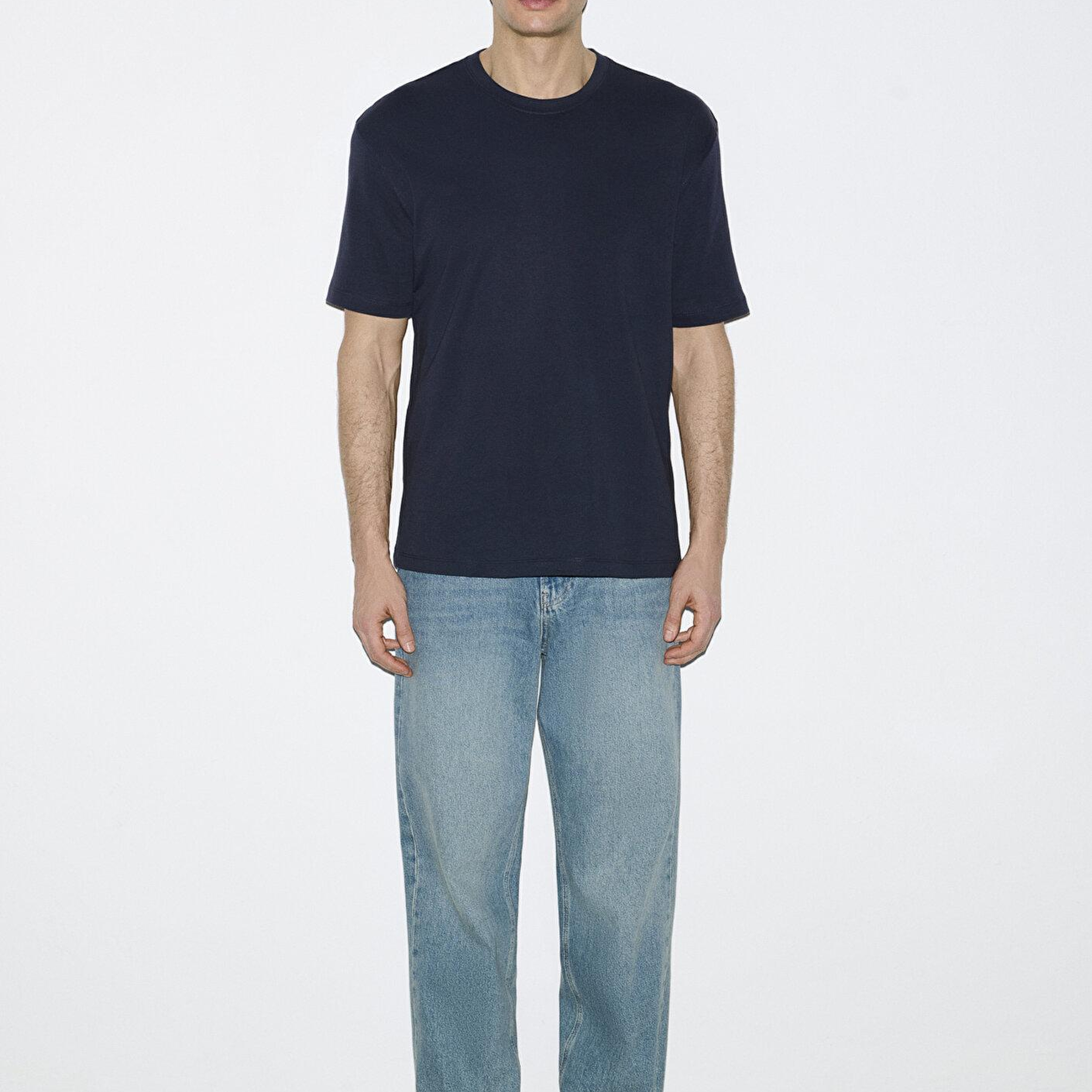 Mavi Lacivert Basic Tişört Loose Fit / Bol Rahat Kesim 0613168-83699