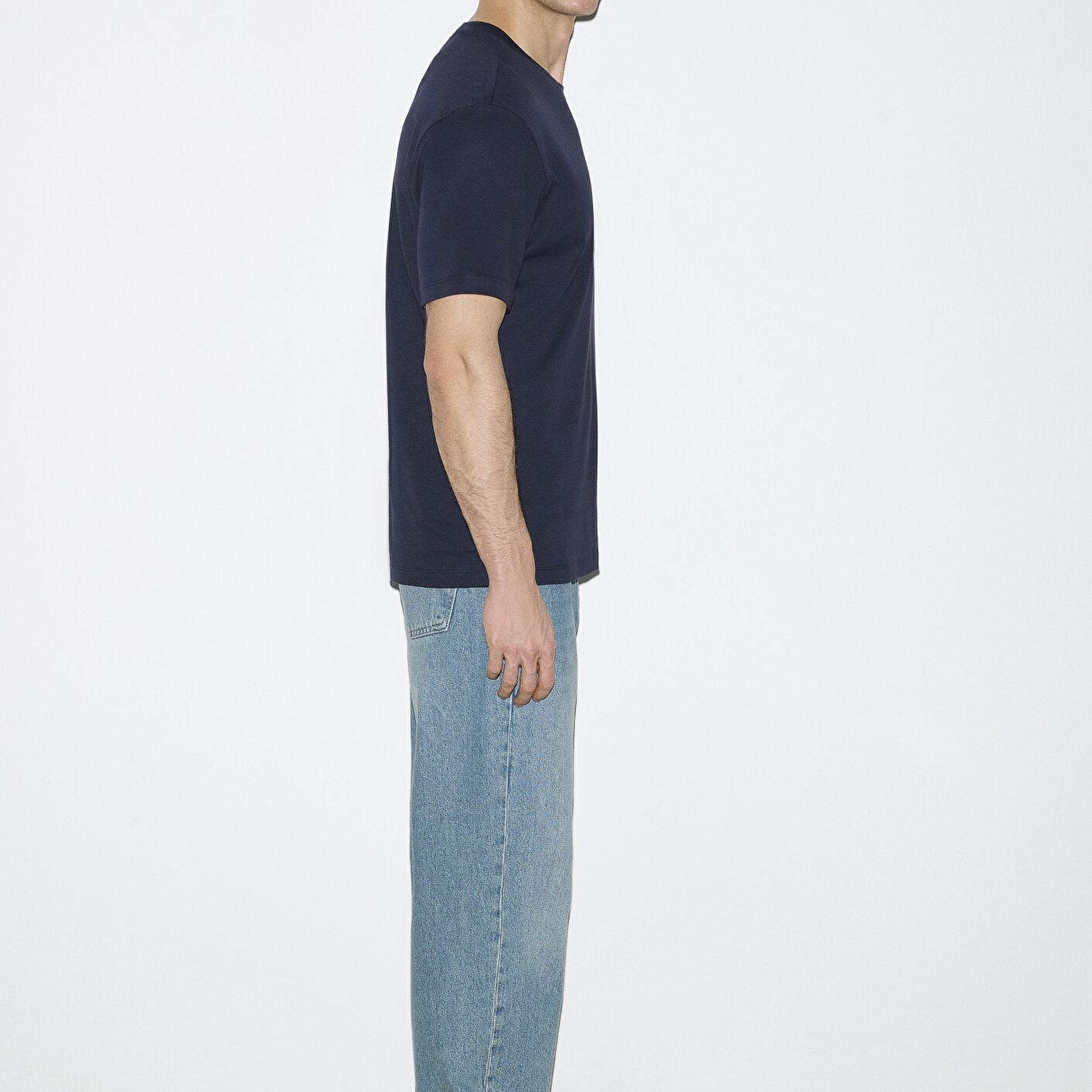 Mavi Lacivert Basic Tişört Loose Fit / Bol Rahat Kesim 0613168-83699