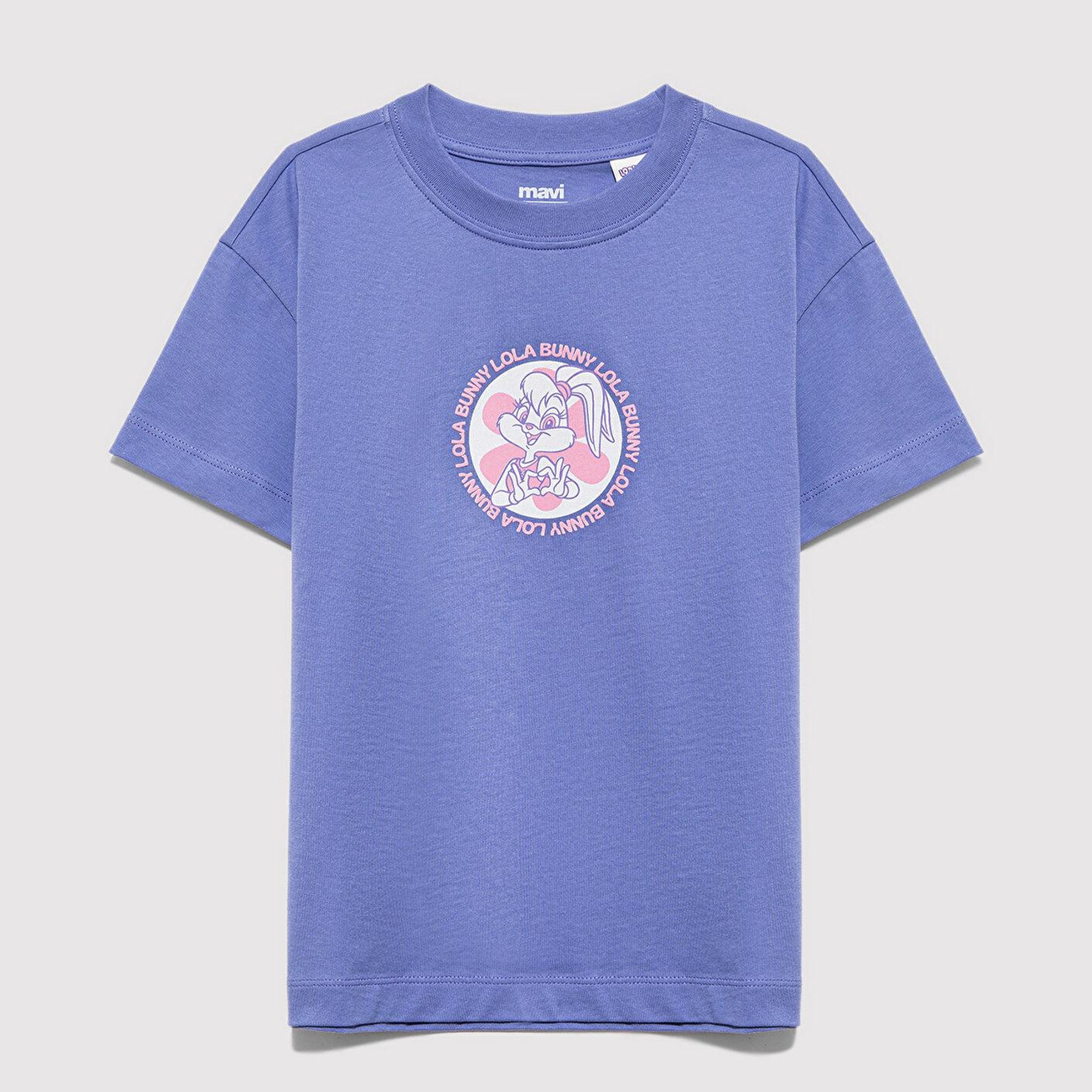 Mavi Lola Bunny Baskılı Mor Tişört Loose Fit / Bol Rahat Kesim 7610416-70662