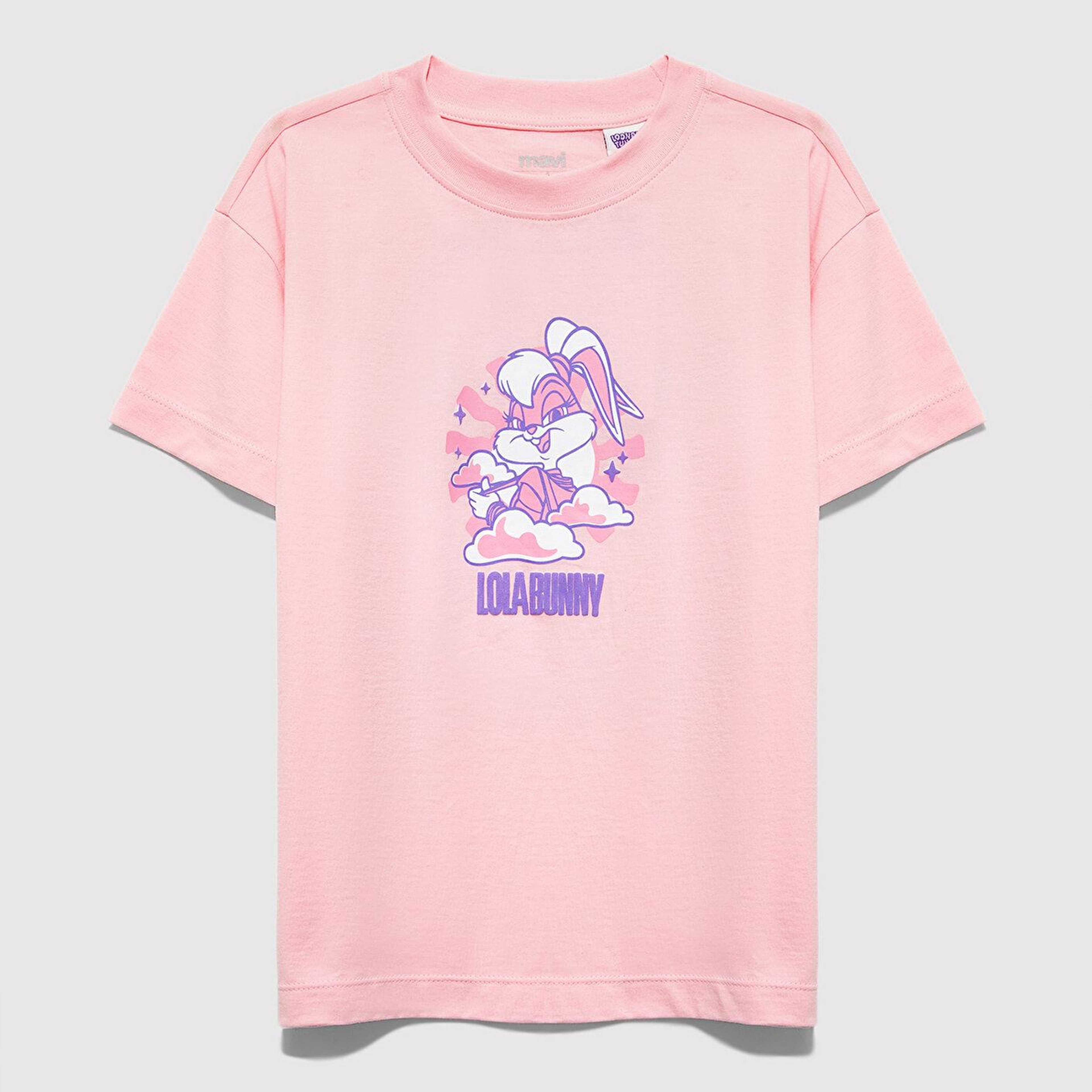 Mavi Lola Bunny Baskılı Pembe Tişört Loose Fit / Bol Rahat Kesim 7610415-71007