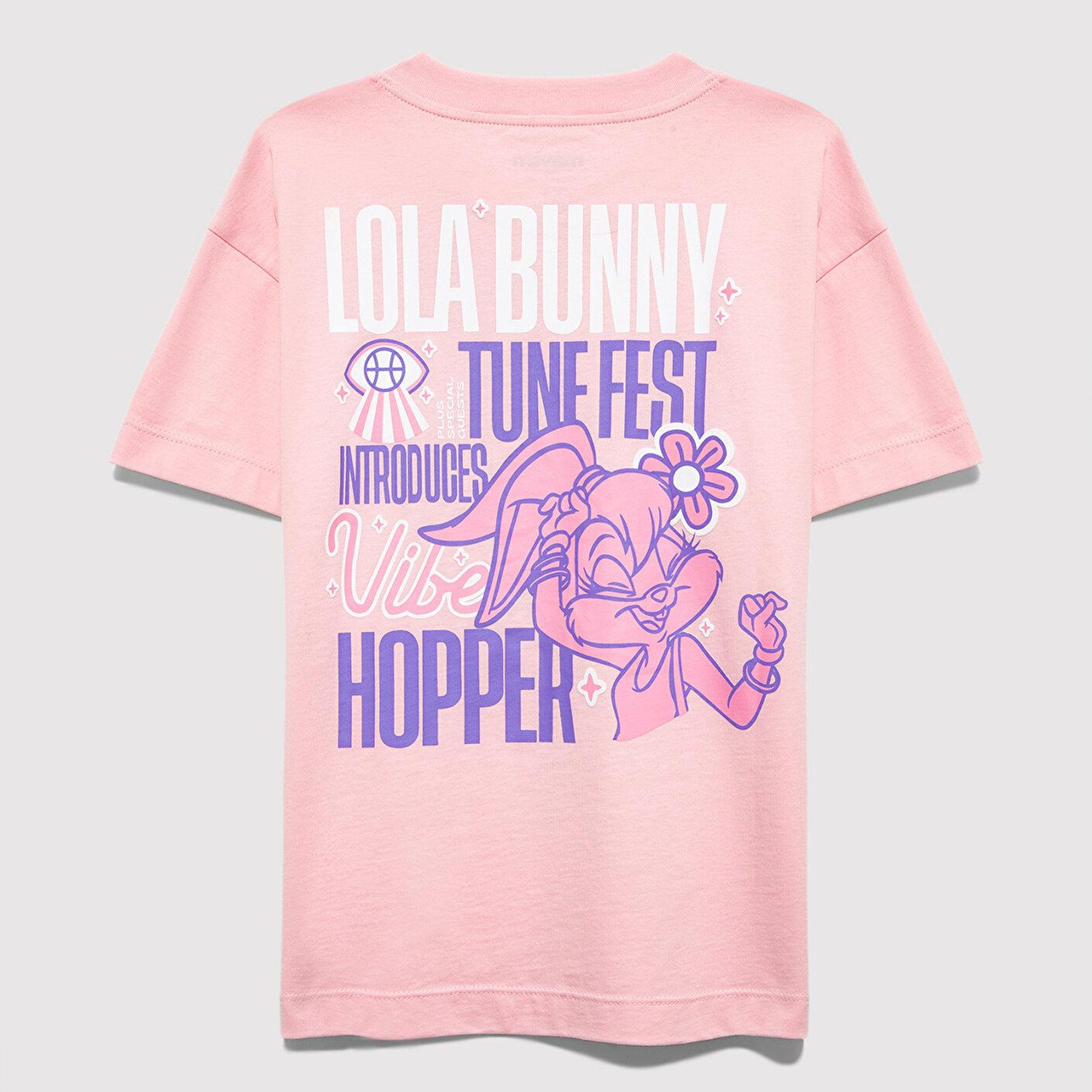 Mavi Lola Bunny Baskılı Pembe Tişört Loose Fit / Bol Rahat Kesim 7610415-71007