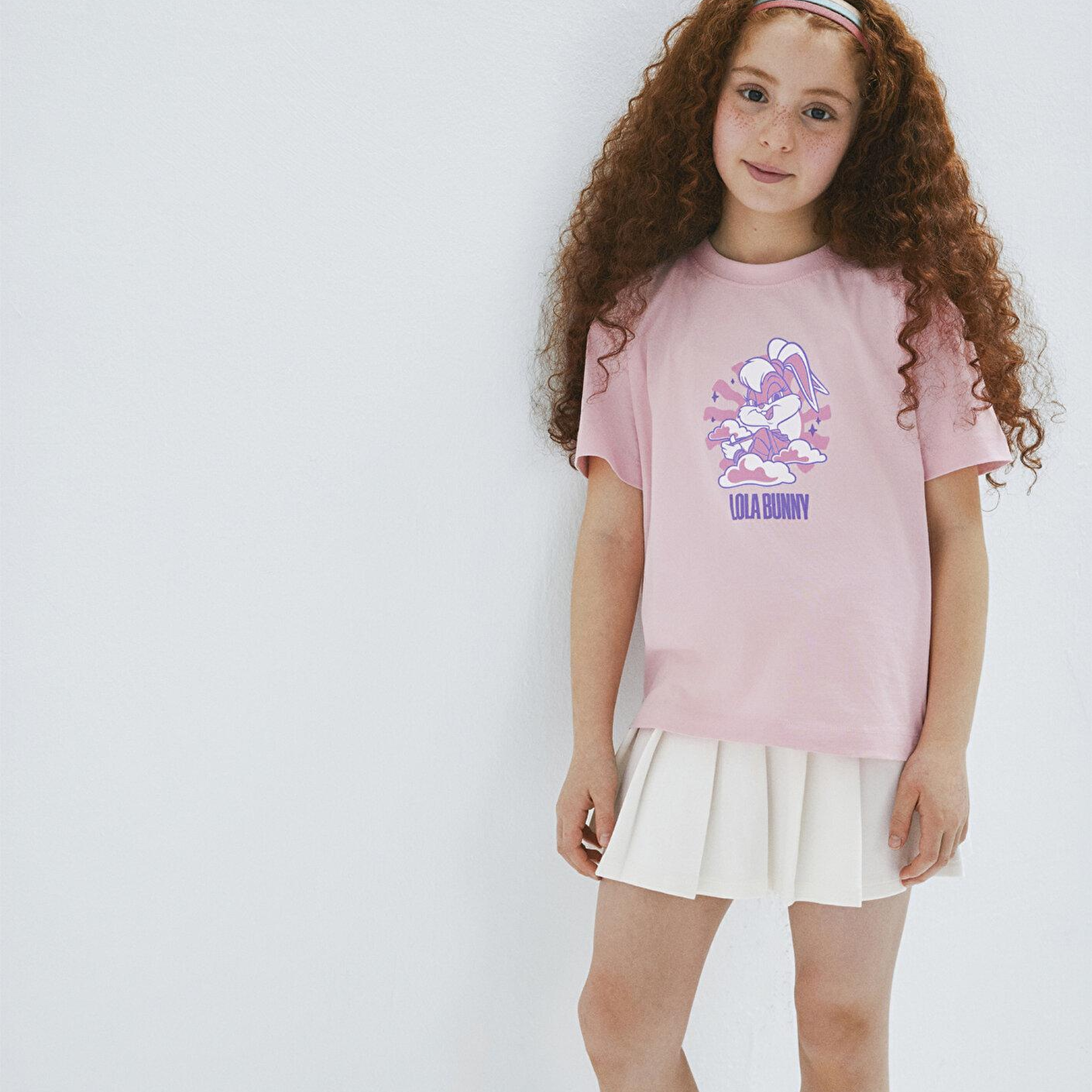 Mavi Lola Bunny Baskılı Pembe Tişört Loose Fit / Bol Rahat Kesim 7610415-71007