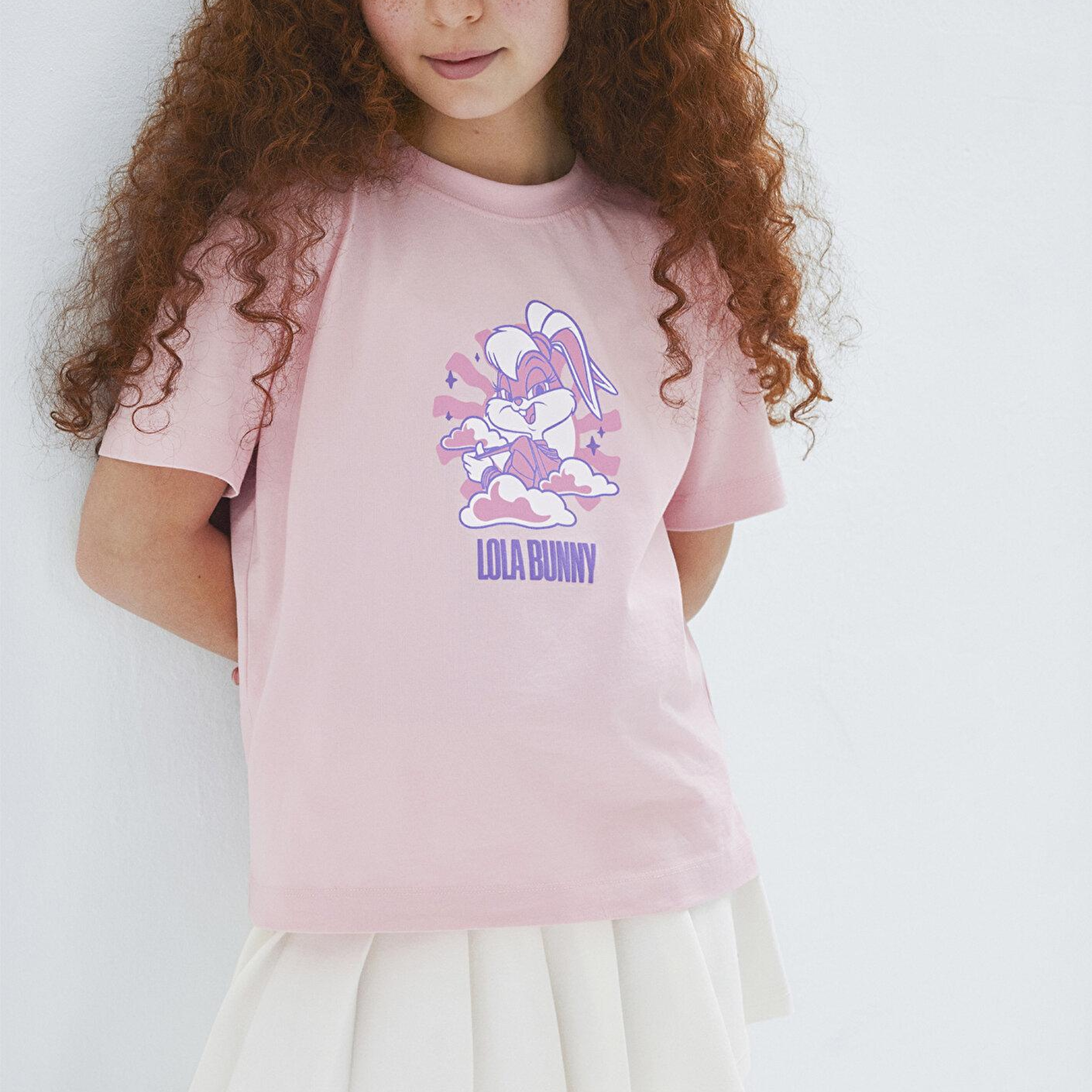 Mavi Lola Bunny Baskılı Pembe Tişört Loose Fit / Bol Rahat Kesim 7610415-71007