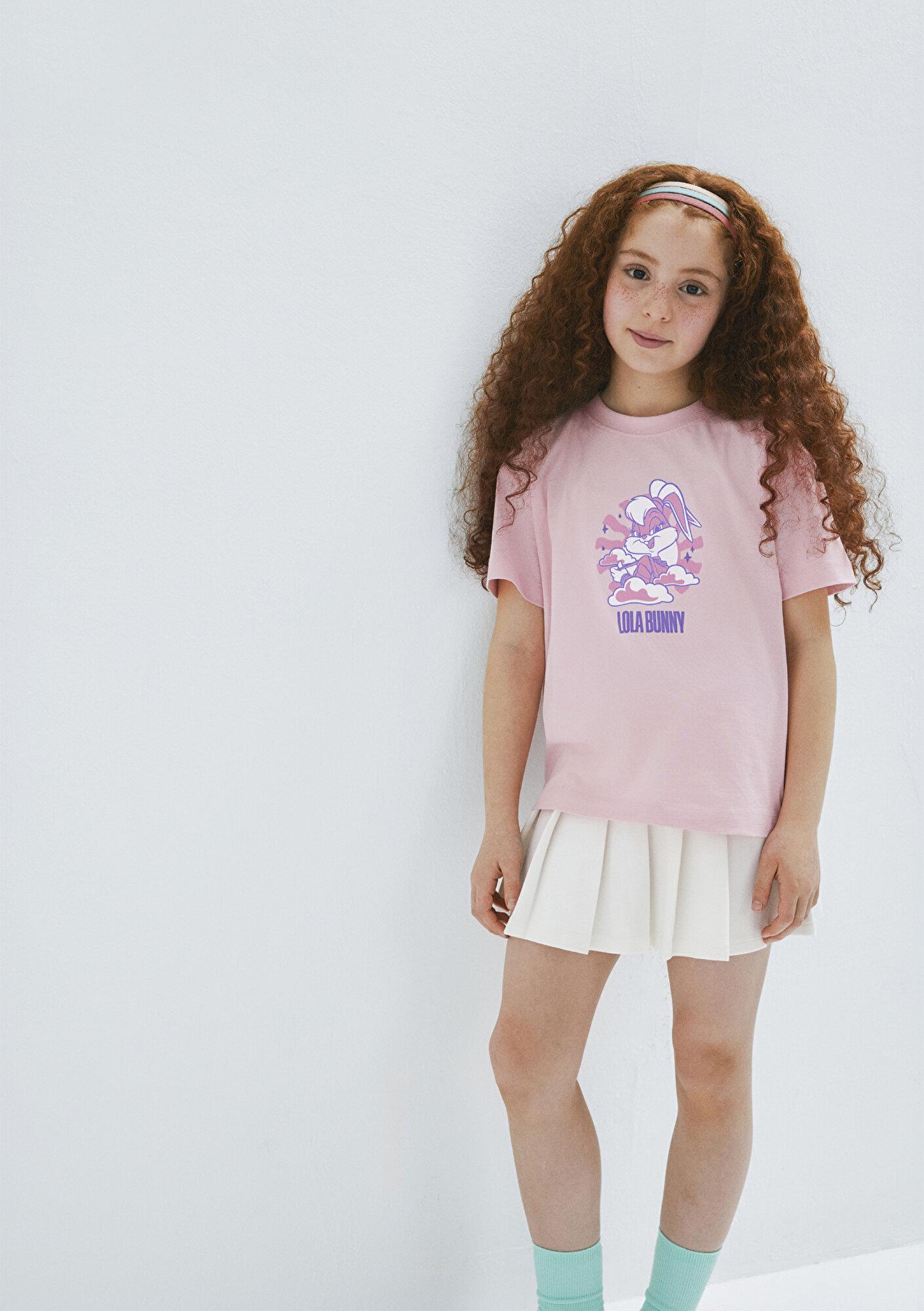 Mavi Lola Bunny Baskılı Pembe Tişört Loose Fit / Bol Rahat Kesim 7610415-71007