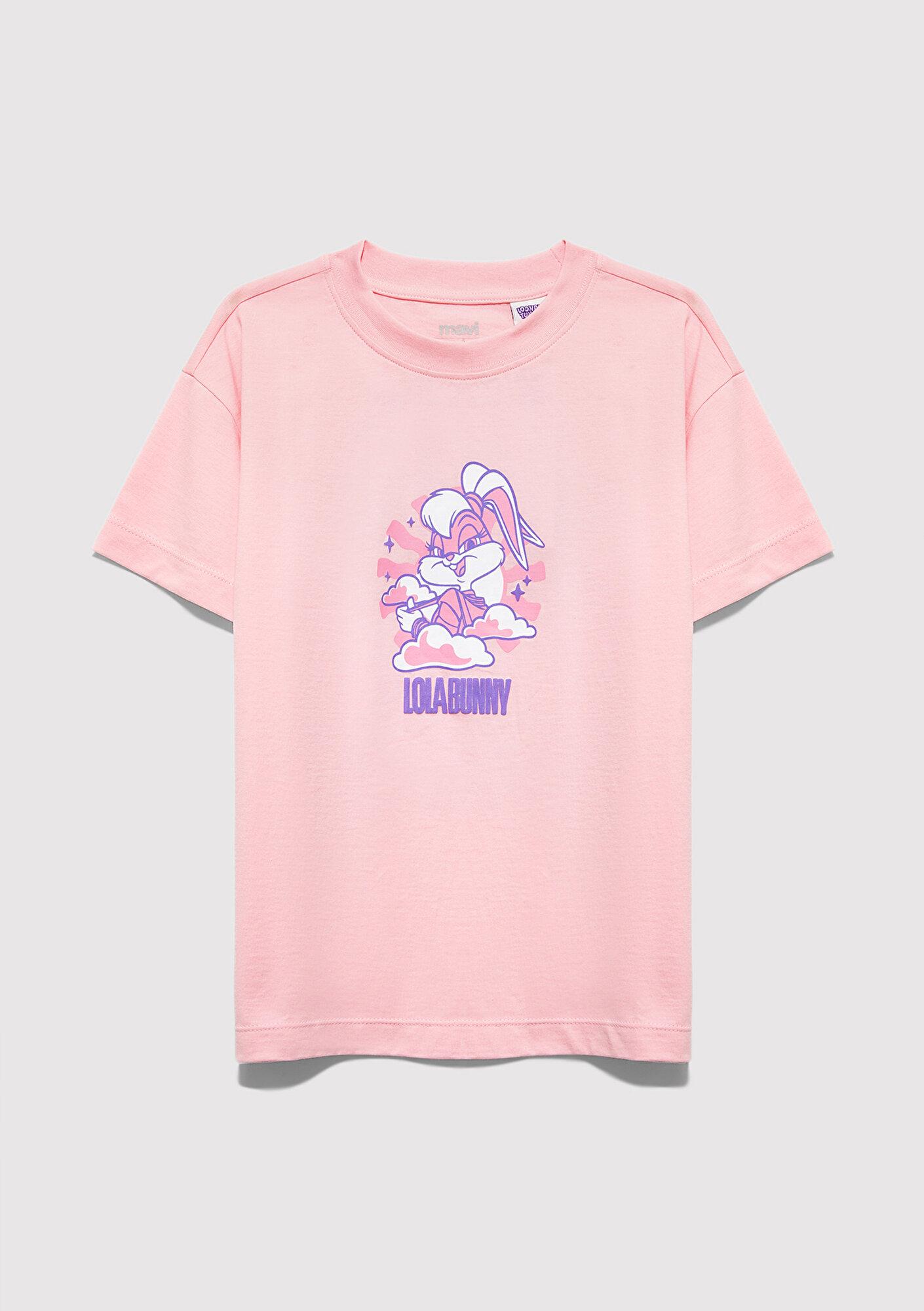 Mavi Lola Bunny Baskılı Pembe Tişört Loose Fit / Bol Rahat Kesim 7610415-71007