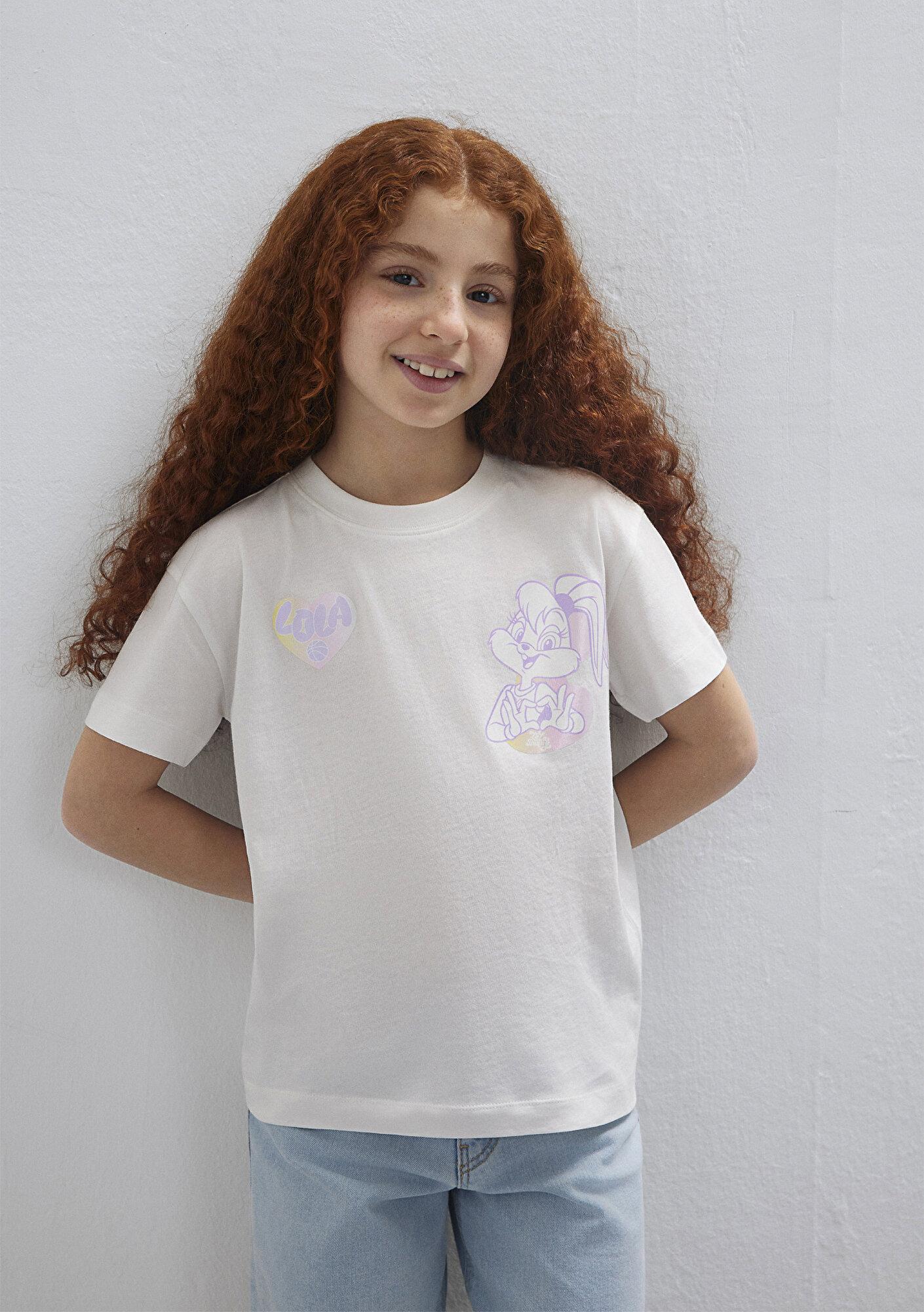Mavi Lola Bunny Baskılı Ekru Tişört Loose Fit / Bol Rahat Kesim 7610417-70057