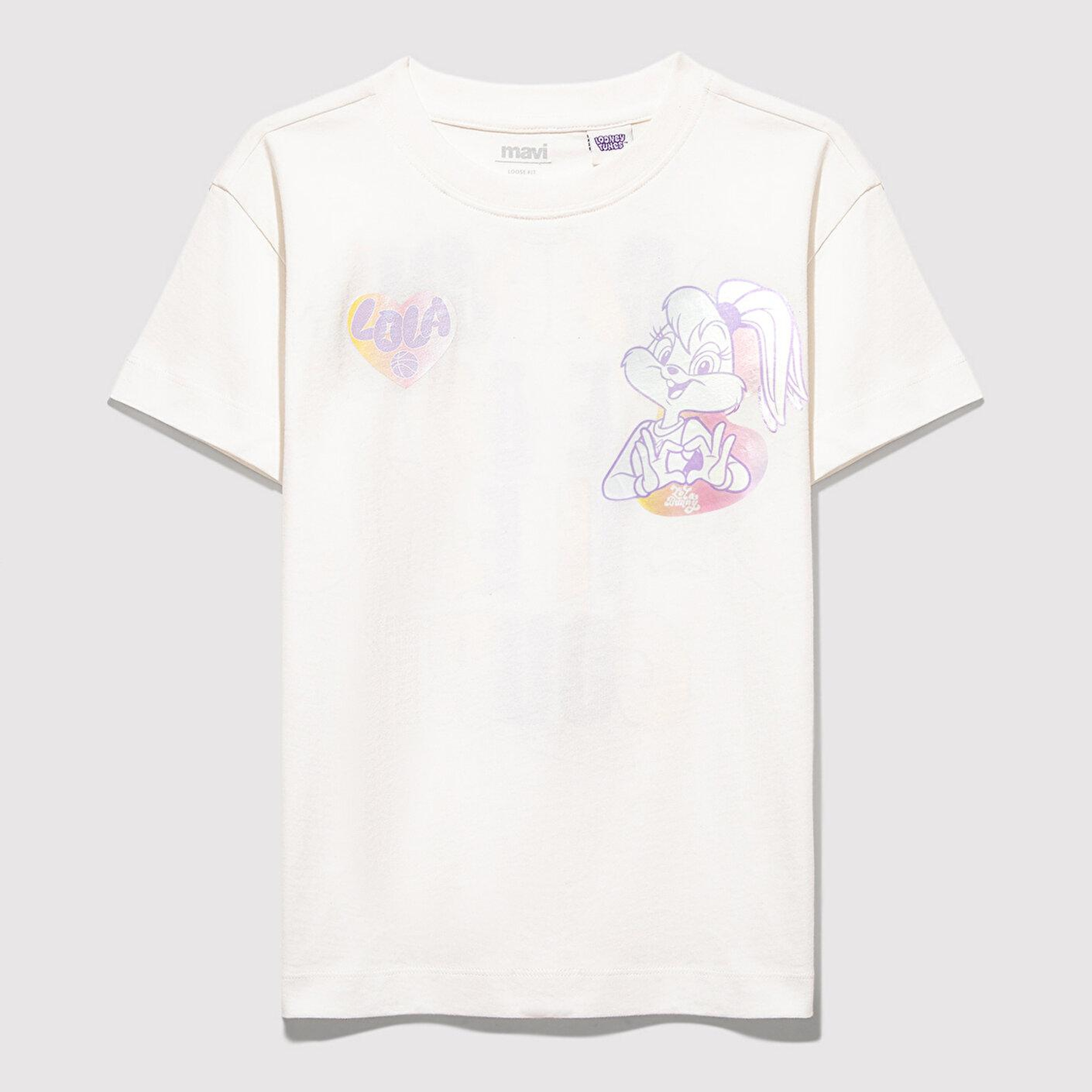 Mavi Lola Bunny Baskılı Ekru Tişört Loose Fit / Bol Rahat Kesim 7610417-70057