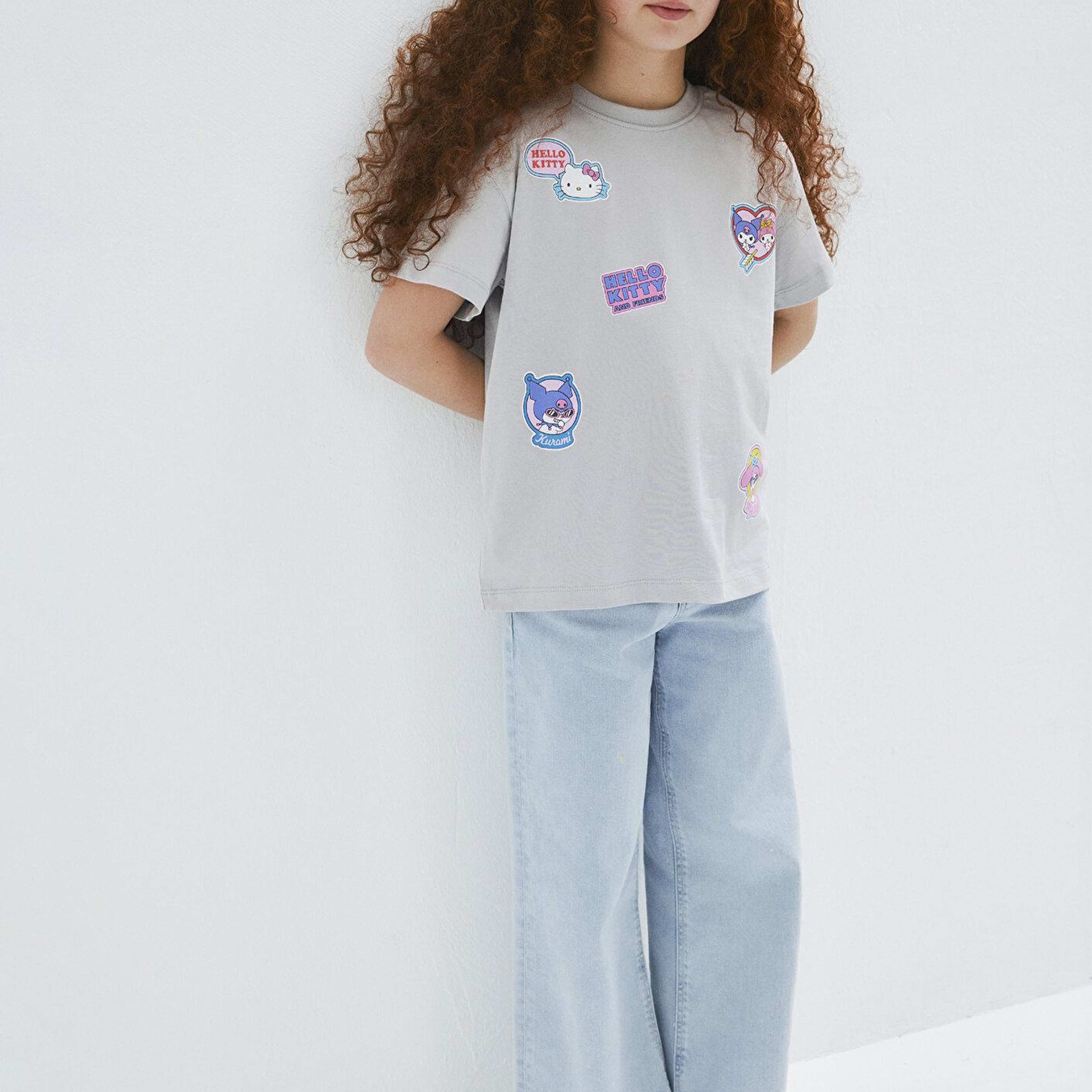 Mavi Hello Kitty Baskılı Gri Tişört Loose Fit / Bol Rahat Kesim 7610423-70075