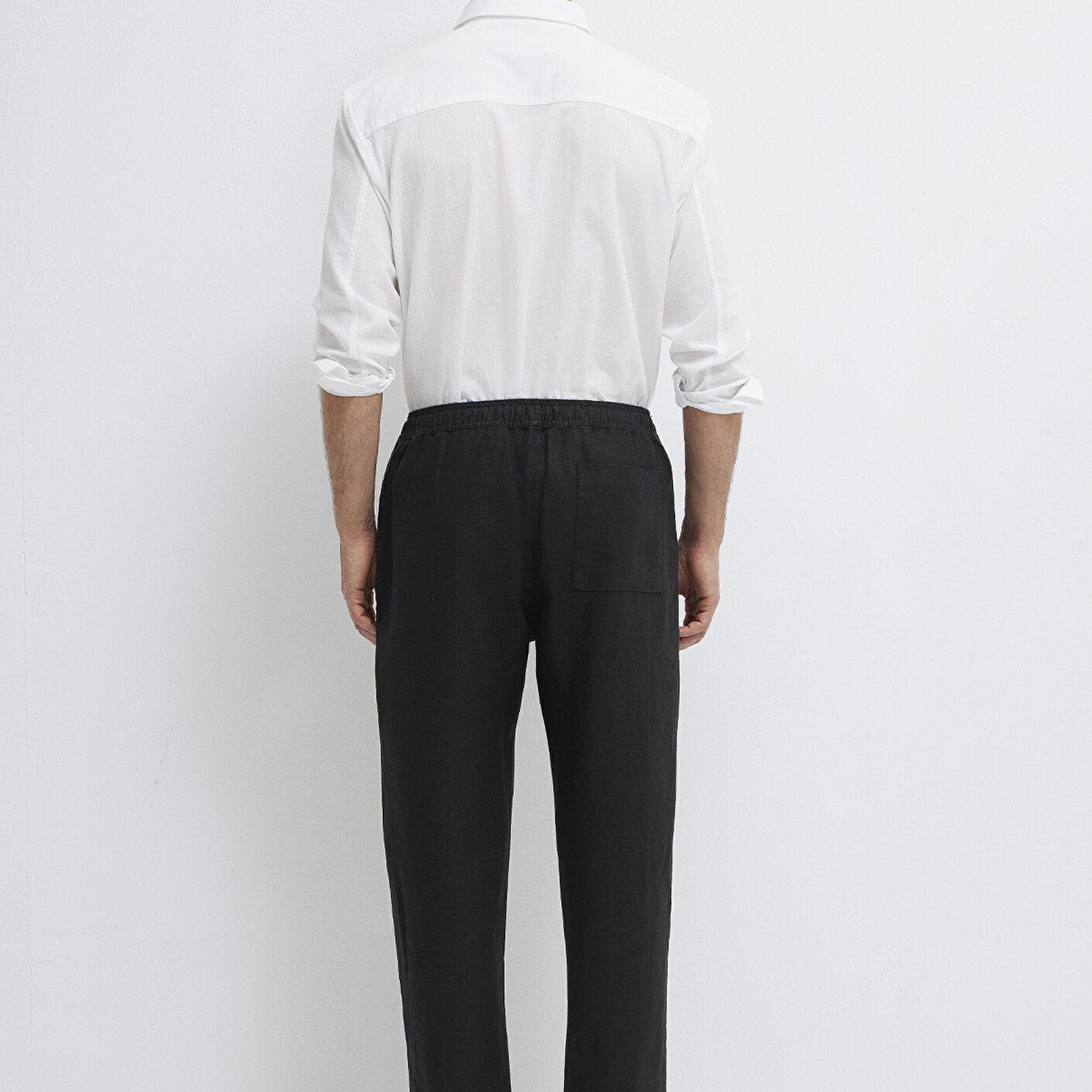 Mavi Siyah Keten Pantolon 0010577-900