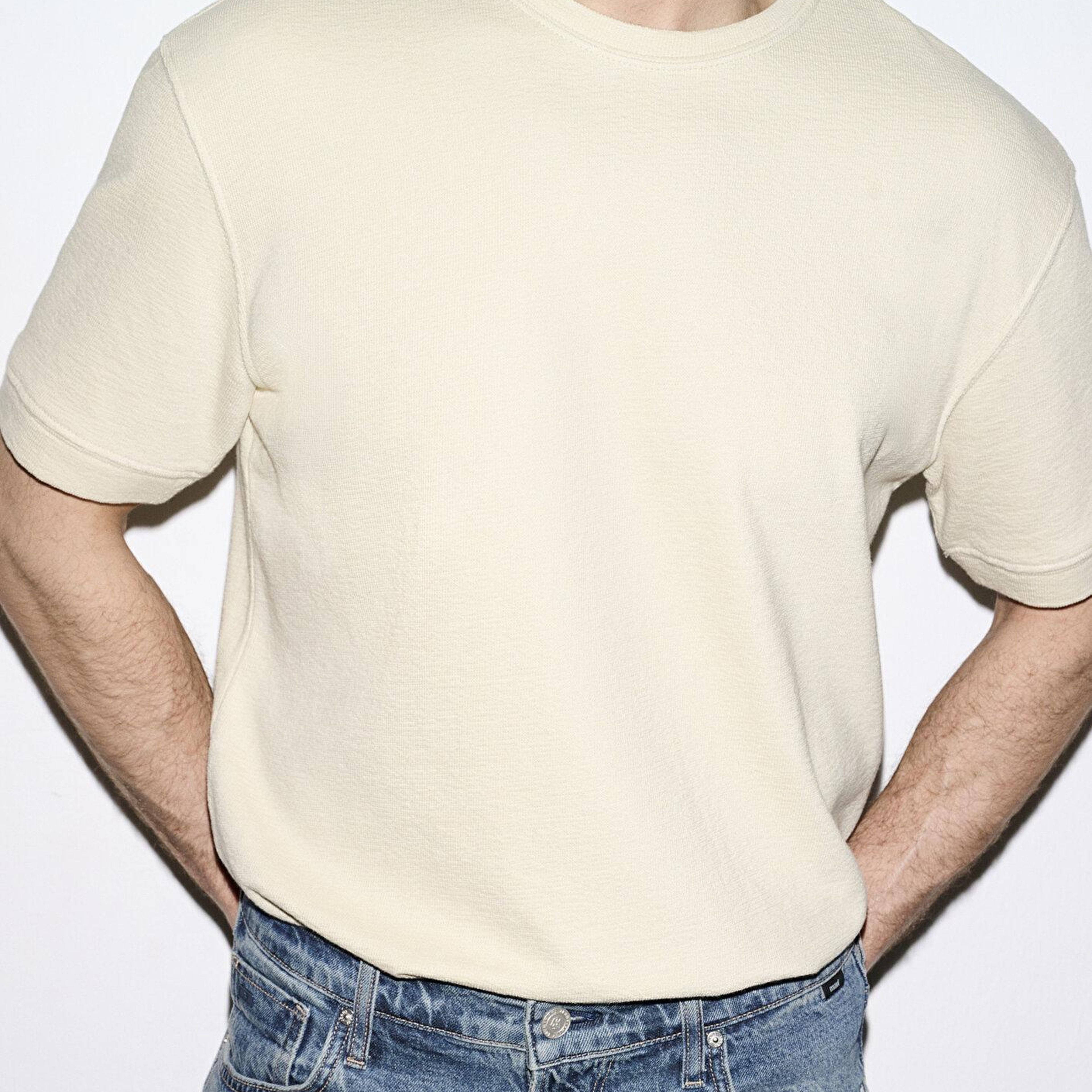 Mavi Bisiklet Yaka Bej Tişört Loose Fit / Bol Rahat Kesim 0613161-70325