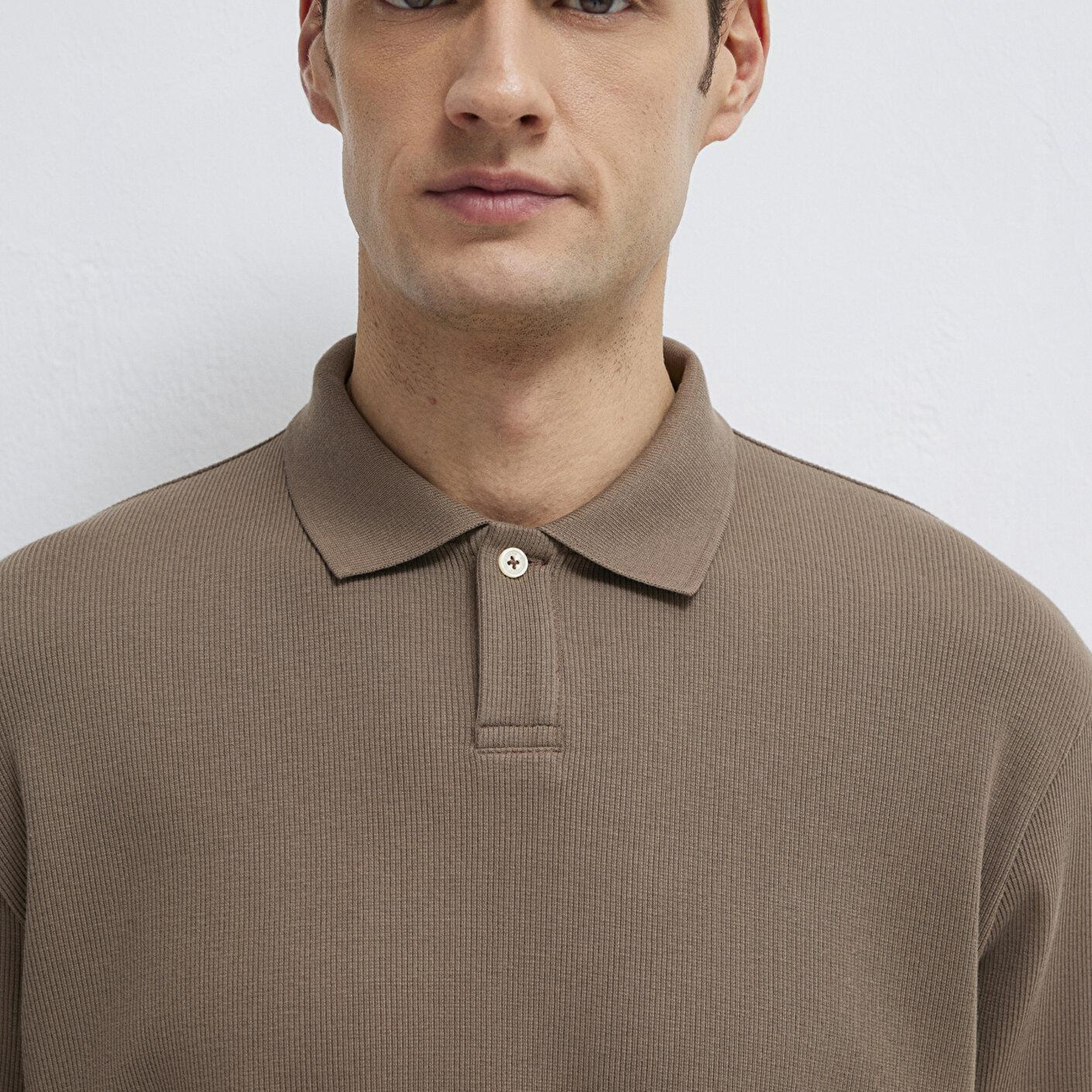 Mavi Kahverengi Polo Tişört Loose Fit / Bol Rahat Kesim 0613126-83866