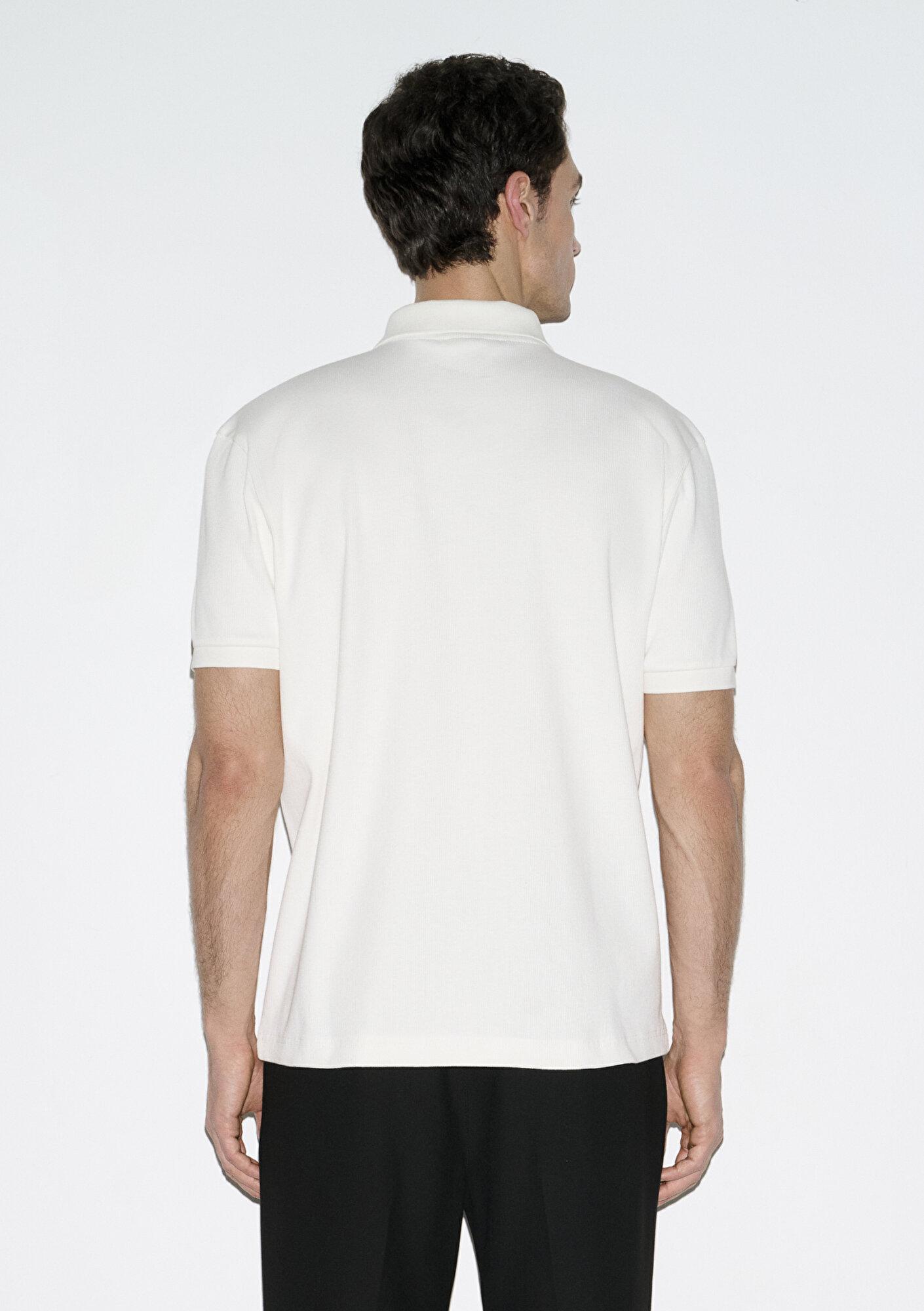 Mavi Ekru Polo Tişört Loose Fit / Bol Rahat Kesim 0613126-70057