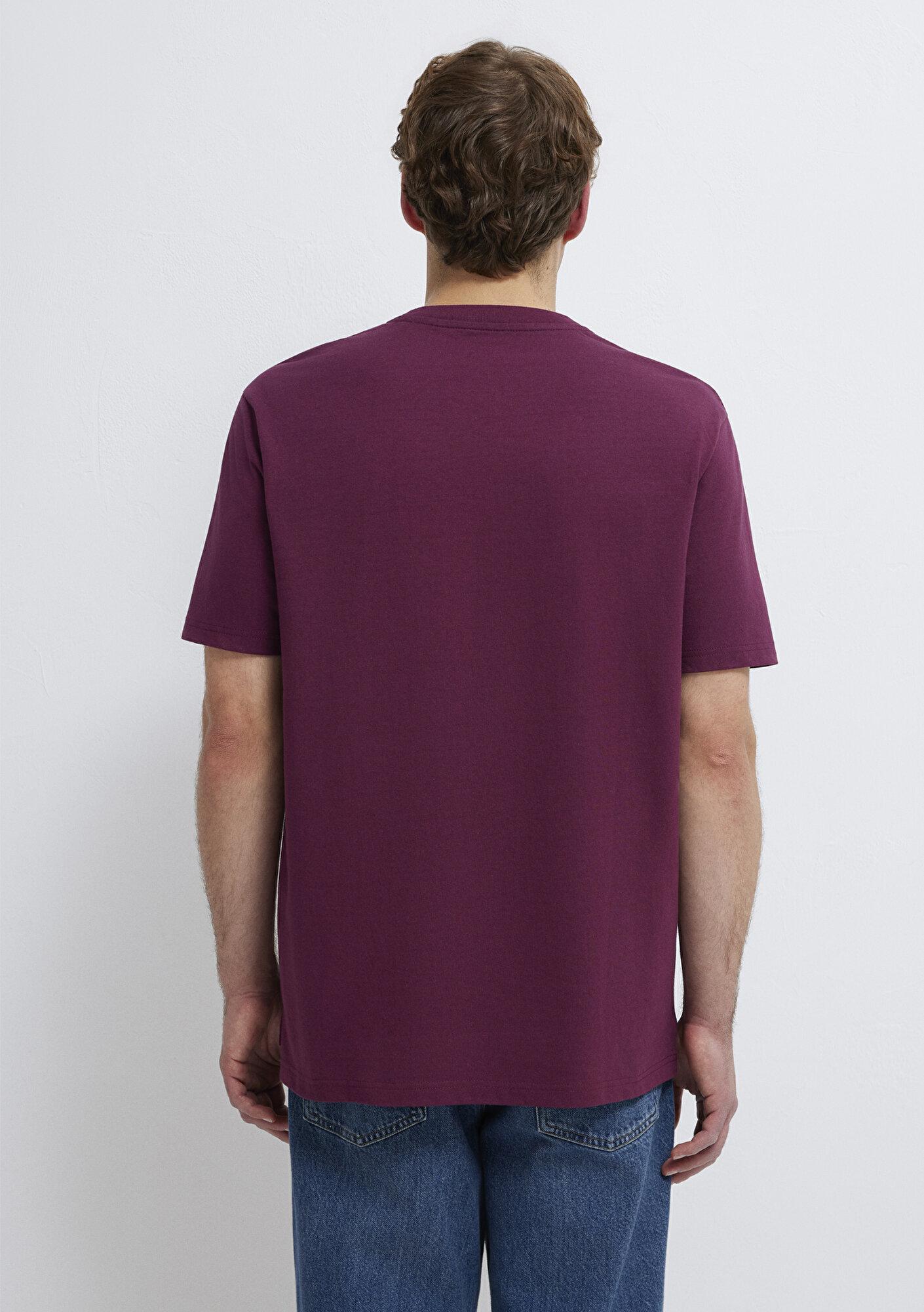 Mavi Cep Detaylı Mor Basic Tişört Loose Fit / Bol Rahat Kesim 066248-70670