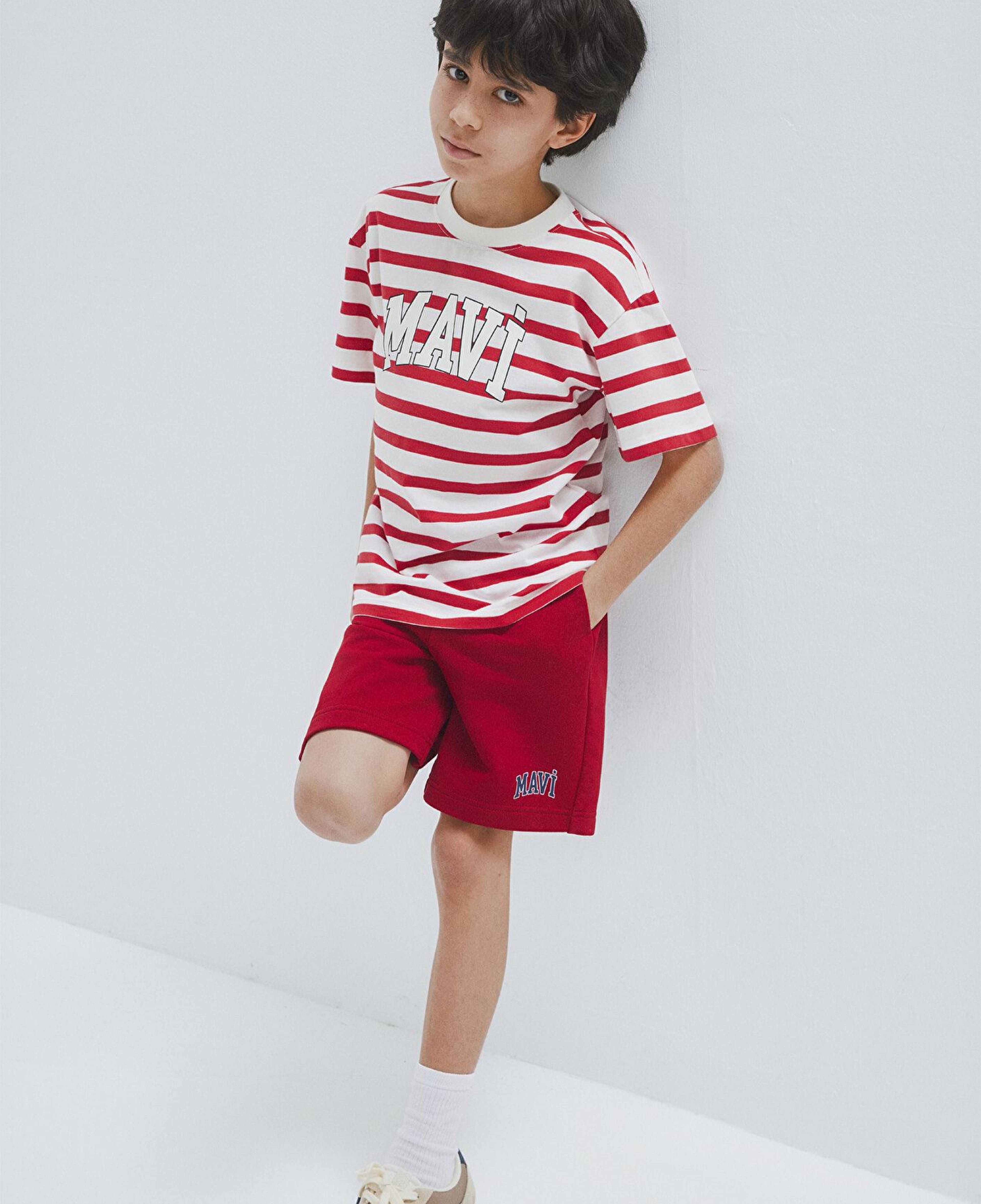 Mavi Mavi Logo Baskılı Çizgili Tişört Loose Fit / Bol Rahat Kesim 6610251-91366