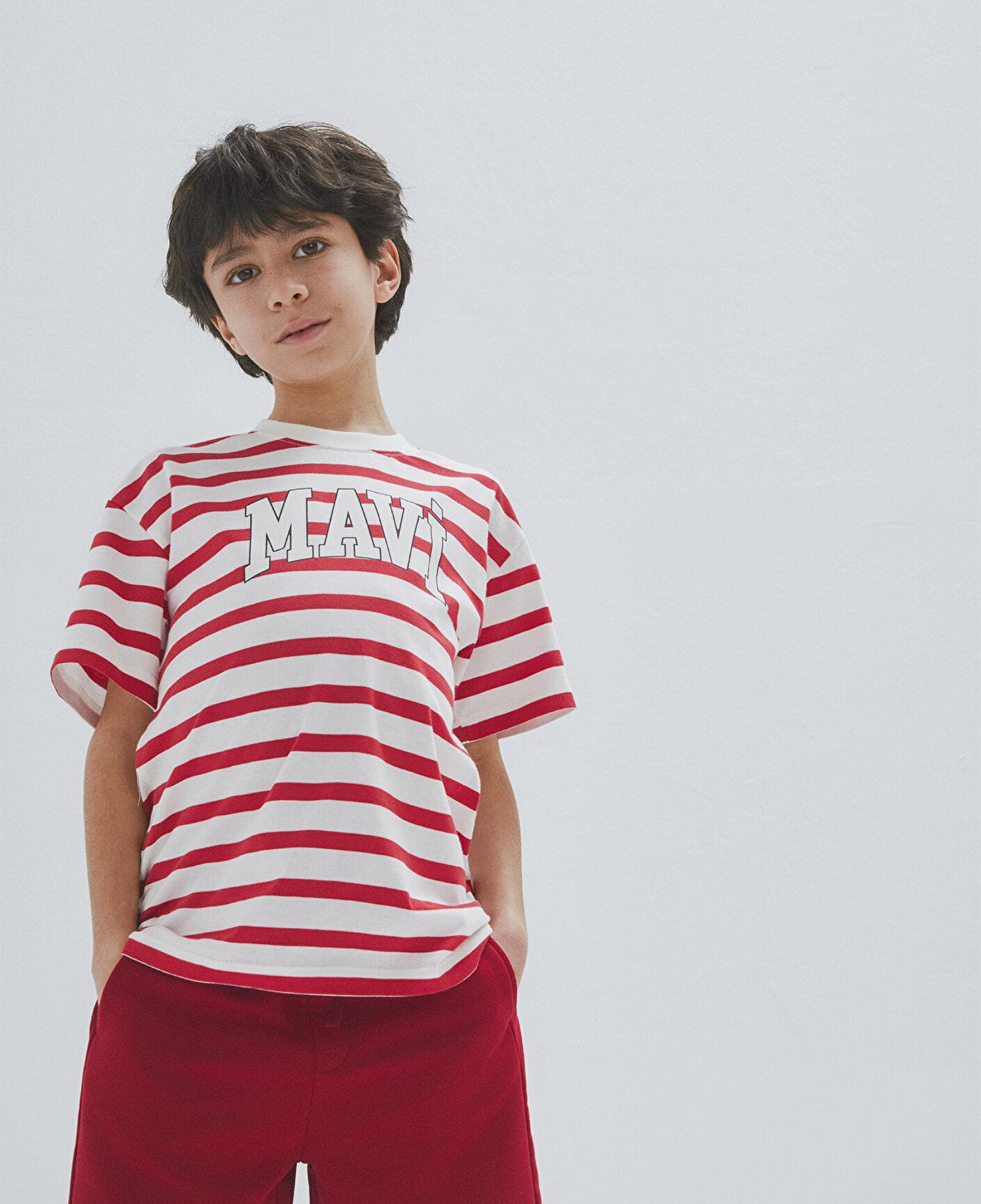 Mavi Mavi Logo Baskılı Çizgili Tişört Loose Fit / Bol Rahat Kesim 6610251-91366