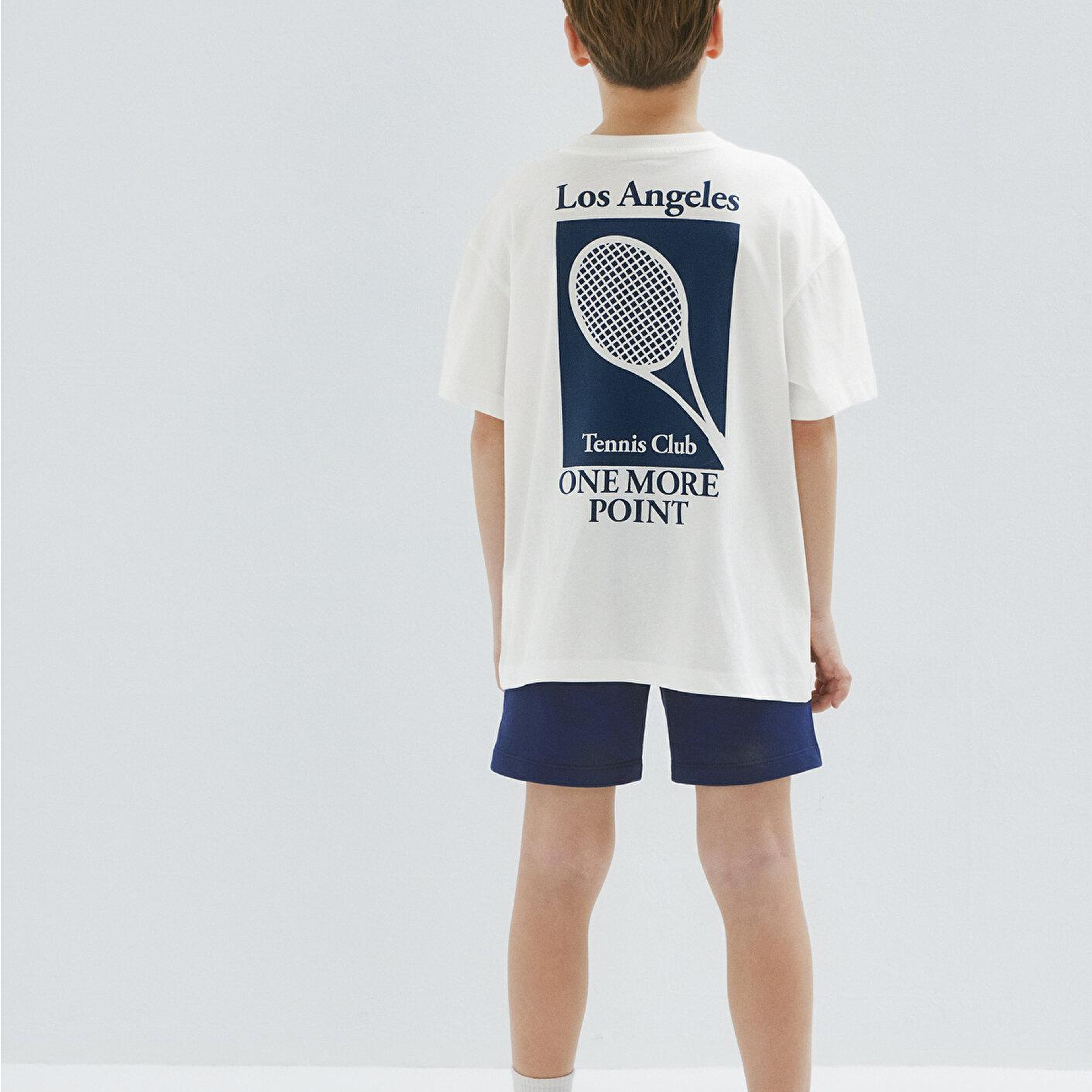 Mavi Tennis Club Baskılı Ekru Tişört Oversize / Geniş Kesim 6610400-70057