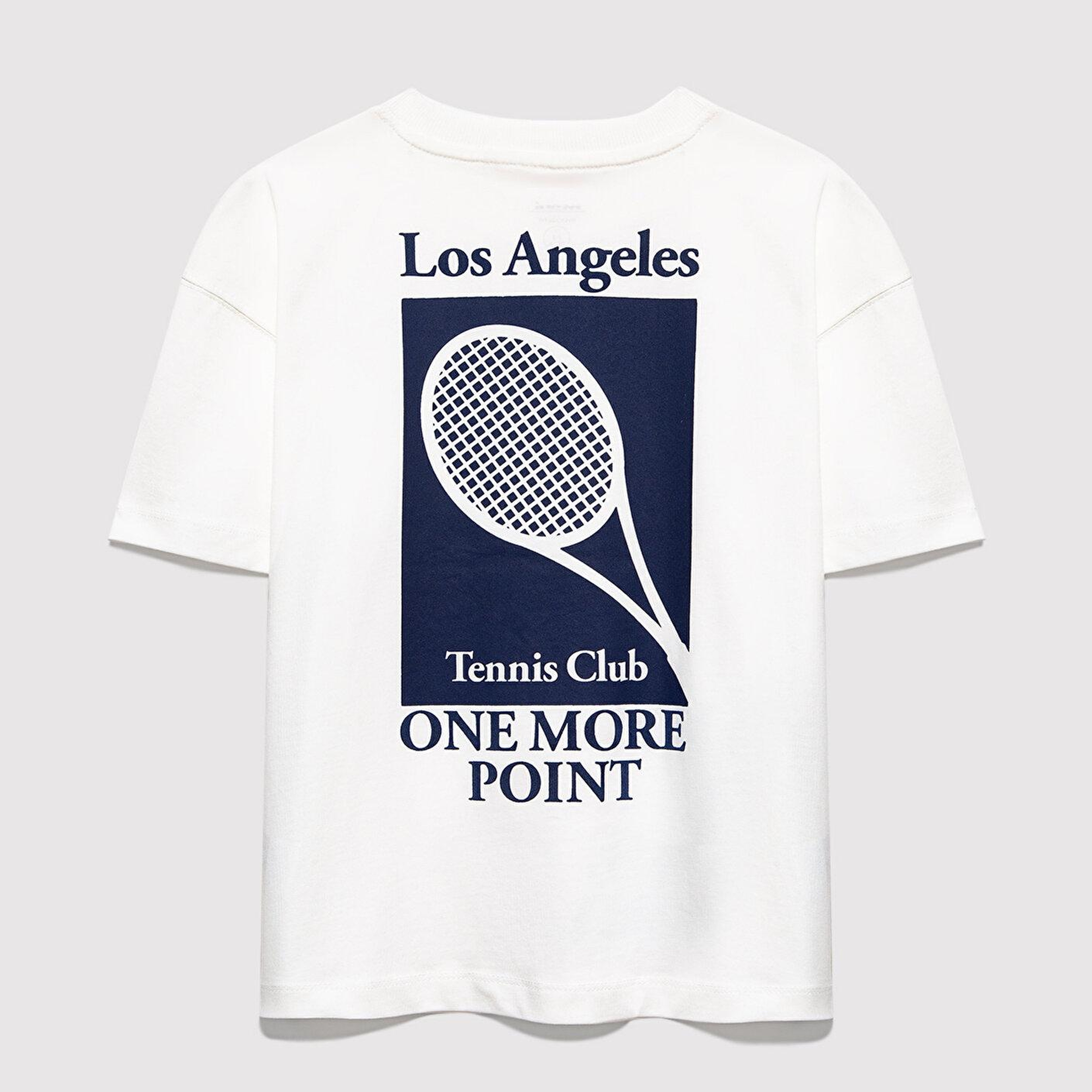 Mavi Tennis Club Baskılı Ekru Tişört Oversize / Geniş Kesim 6610400-70057