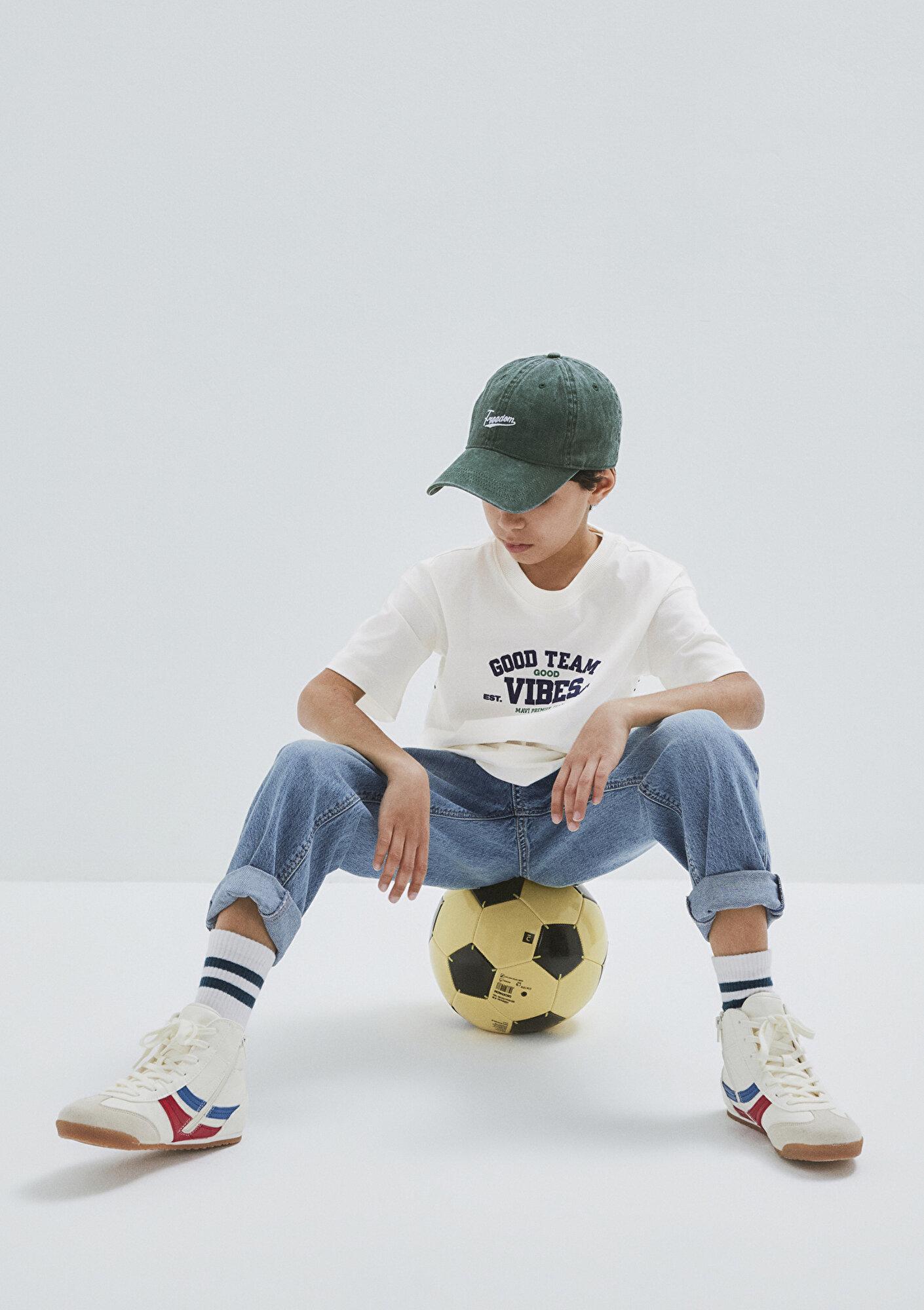 Mavi Good Team Vibes Baskılı Ekru Tişört Loose Fit / Bol Rahat Kesim 6610413-70057