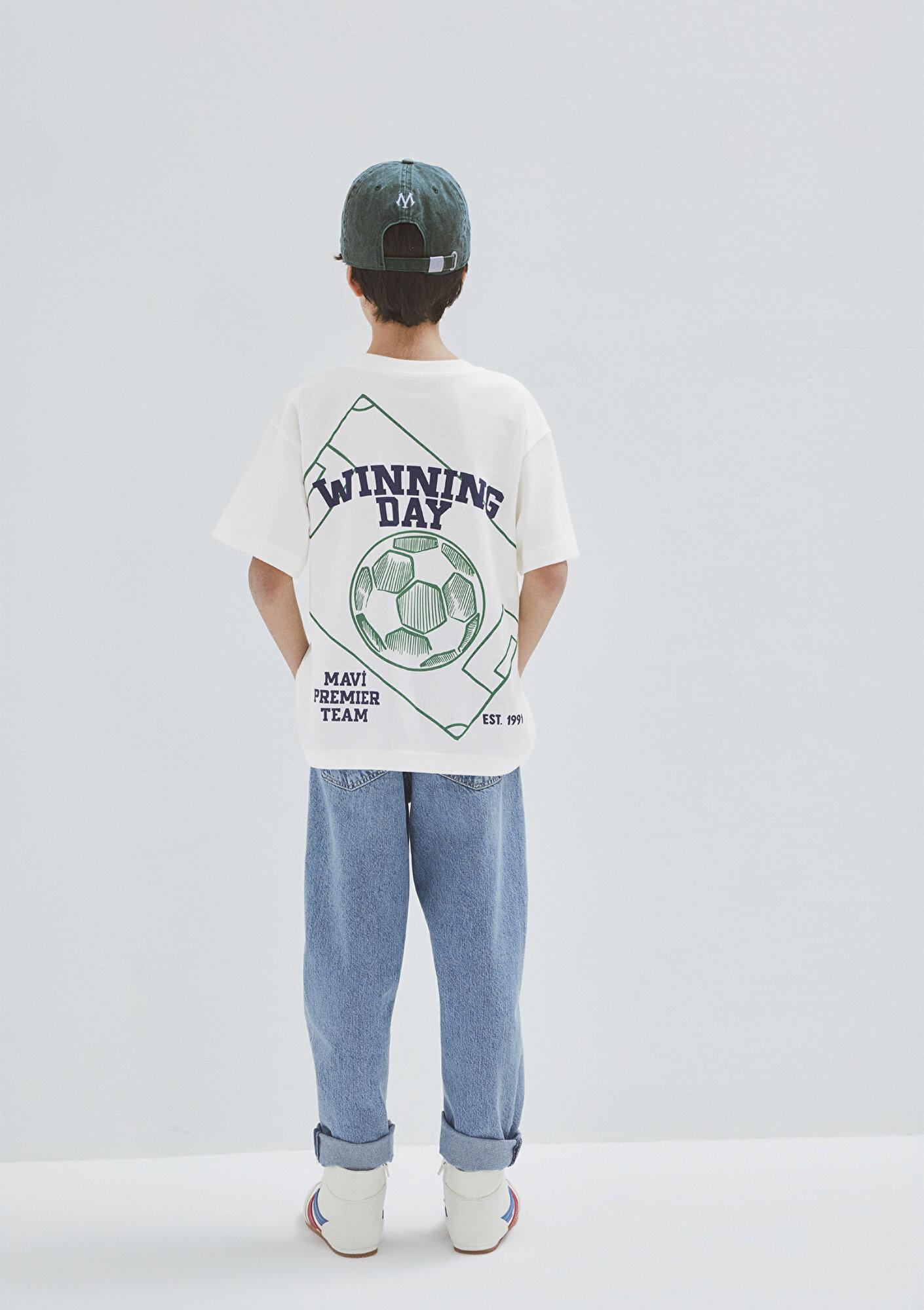 Mavi Good Team Vibes Baskılı Ekru Tişört Loose Fit / Bol Rahat Kesim 6610413-70057