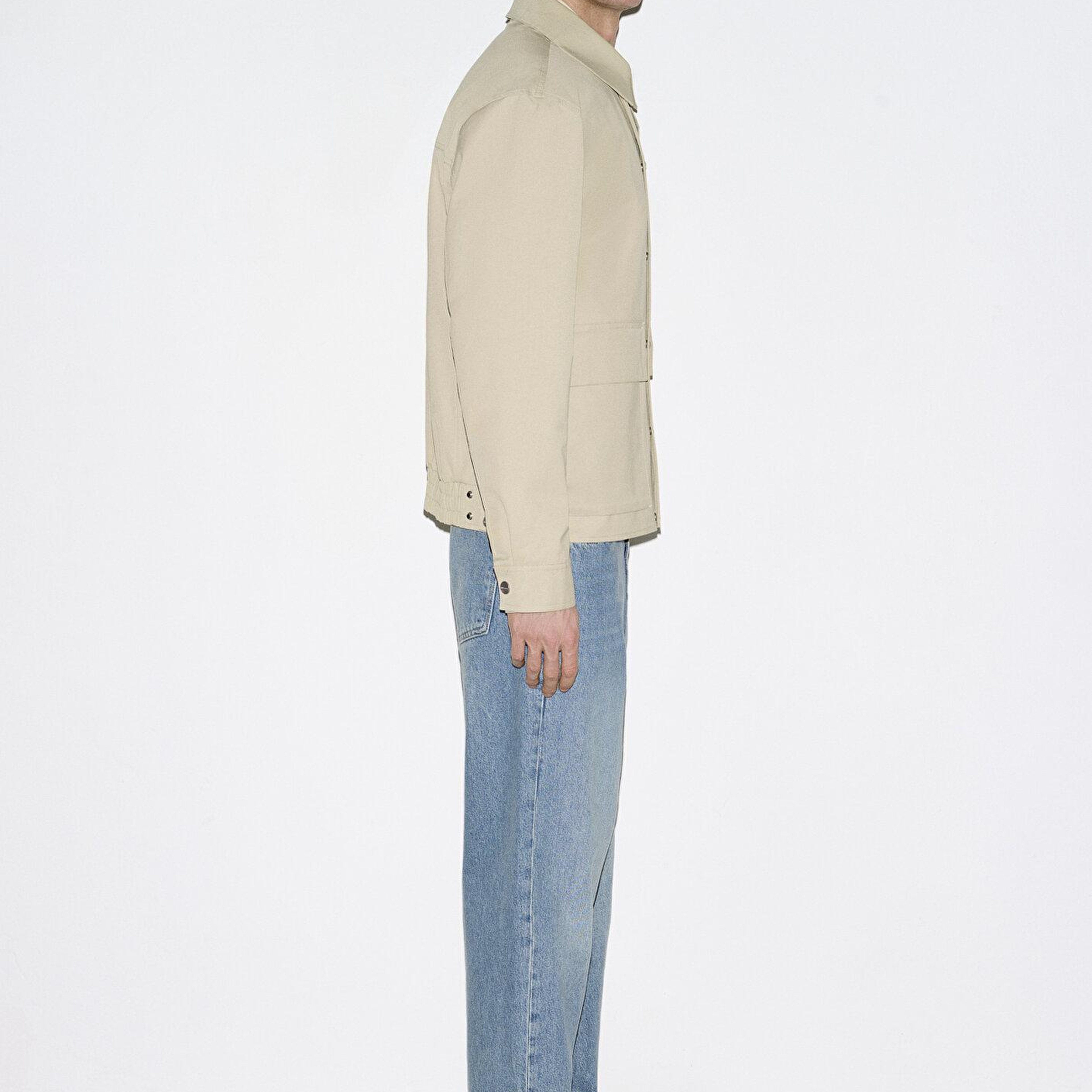 Mavi Cep Detaylı Bej Ceket Loose Fit / Bol Rahat Kesim 0110777-70186
