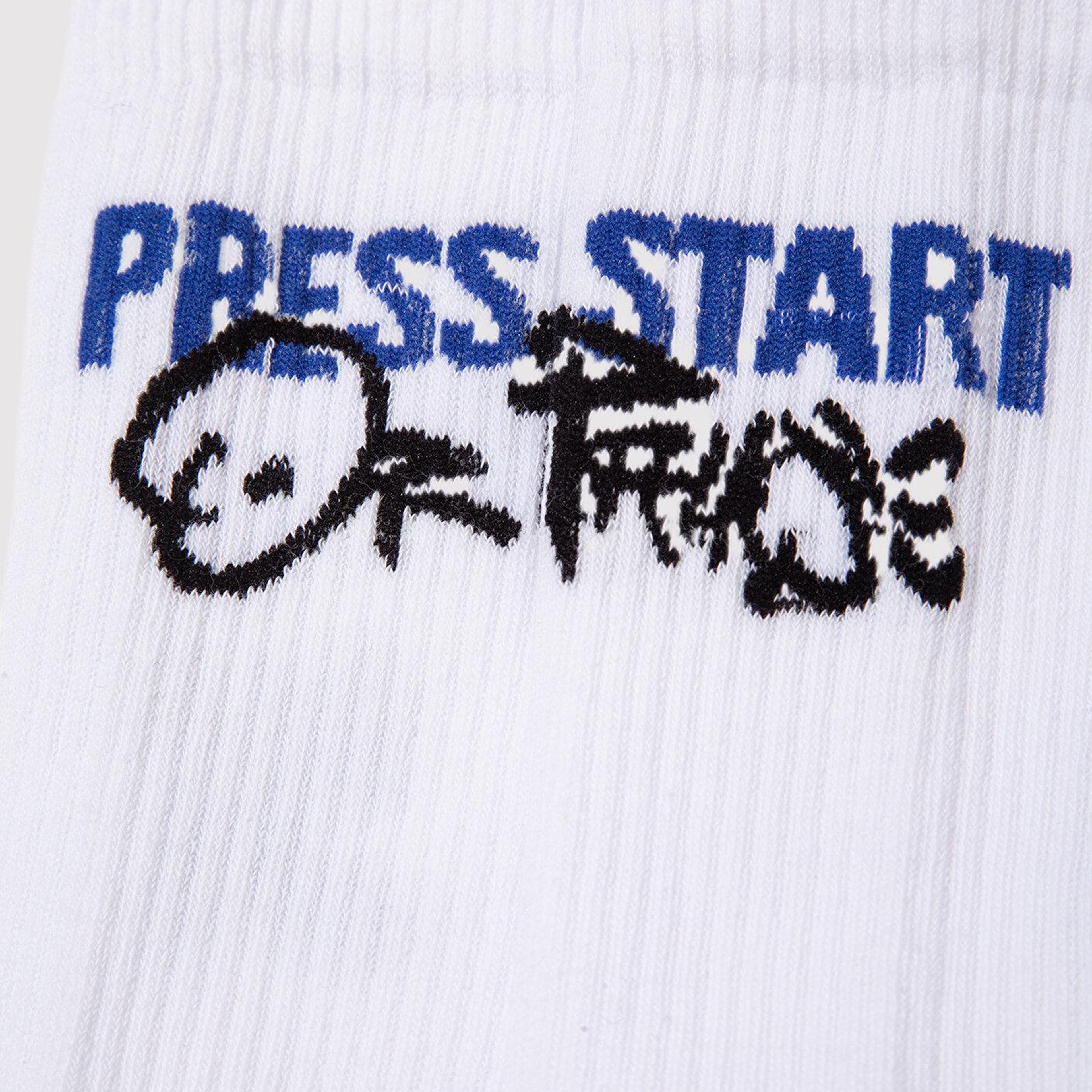 Mavi Press Start Baskılı Beyaz Soket Çorap 0912198-620