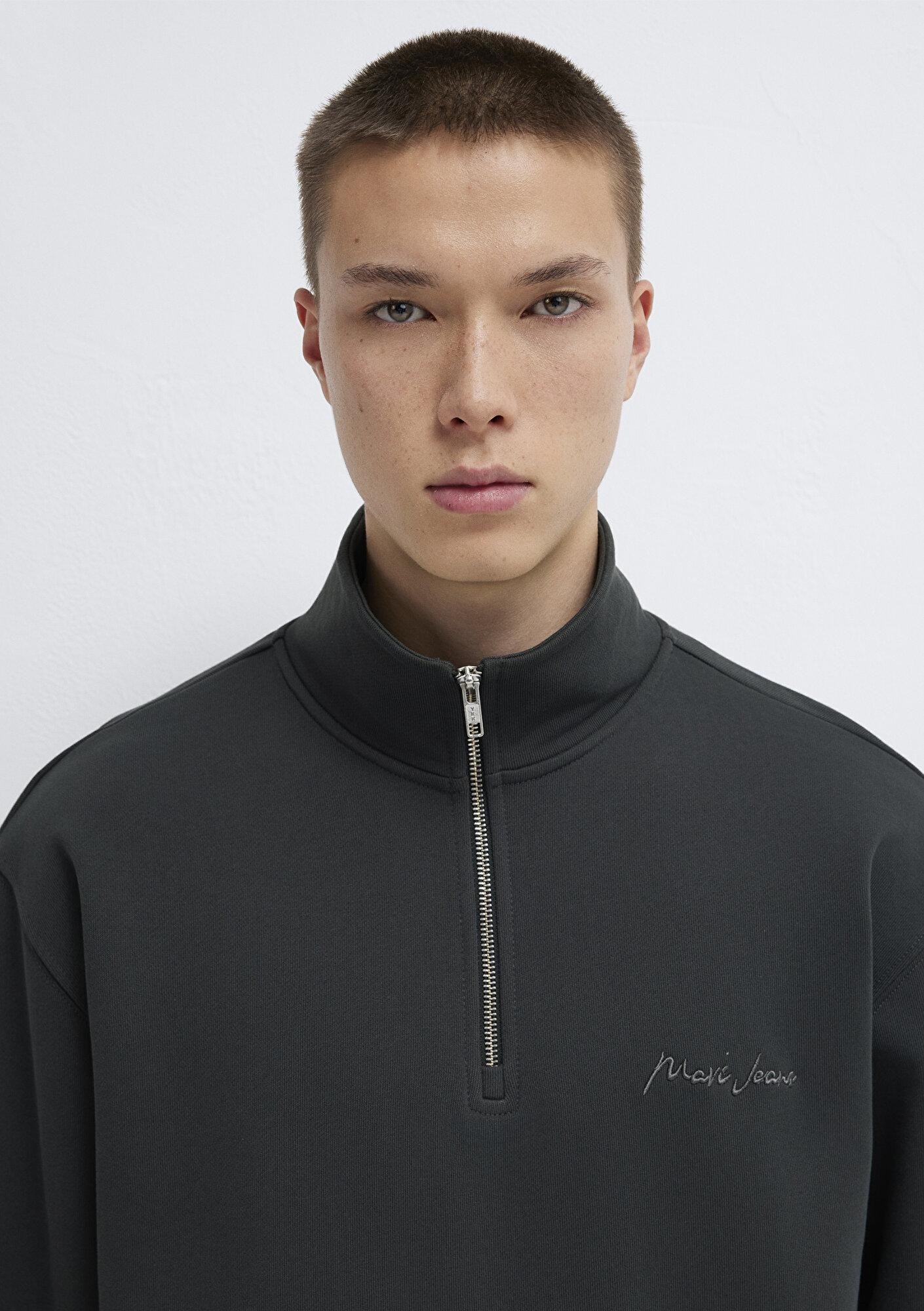 Mavi Mavi Jeans Yarı Fermuarlı Antrasit  Sweatshirt 0S10555-70092