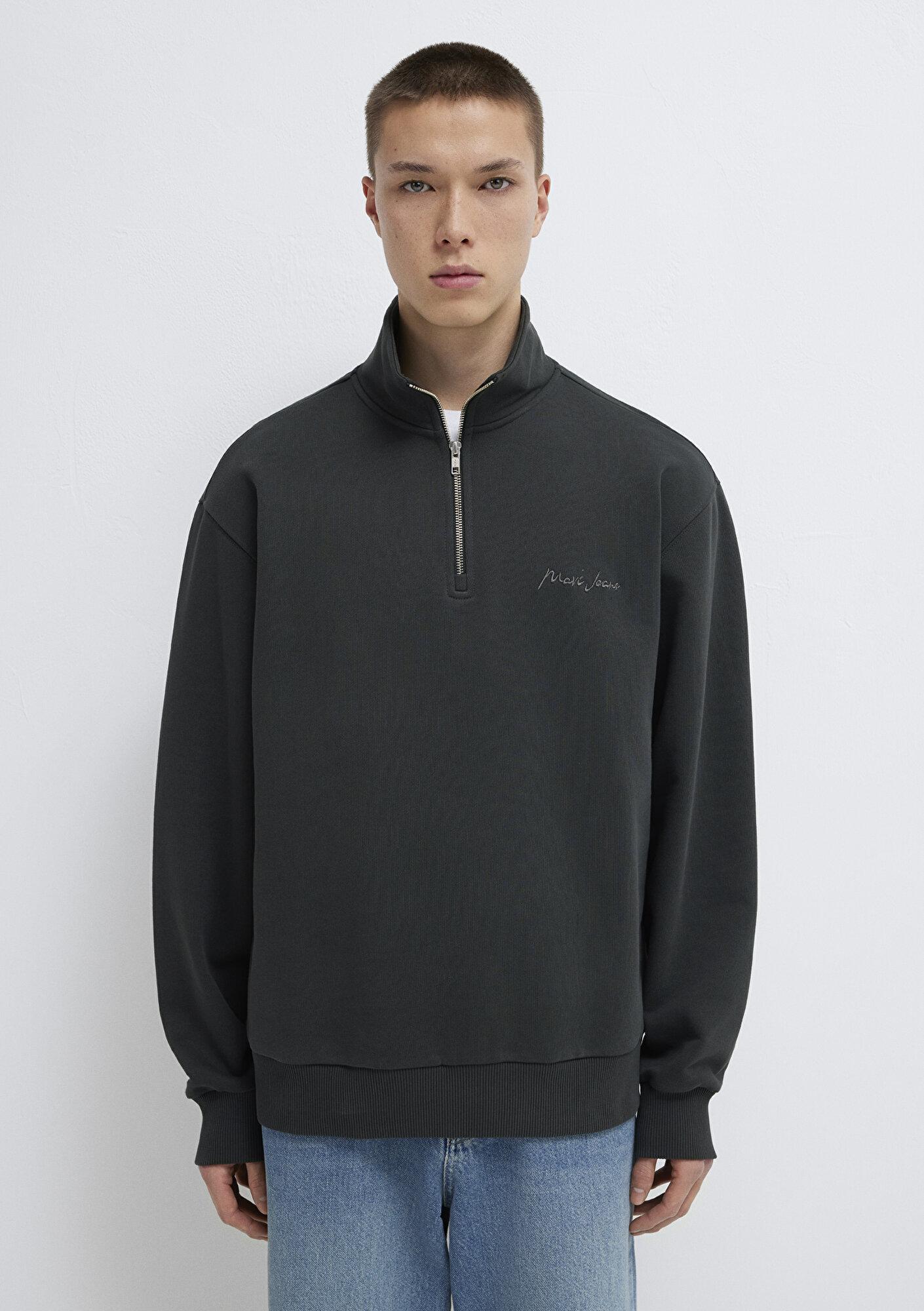 Mavi Mavi Jeans Yarı Fermuarlı Antrasit  Sweatshirt 0S10555-70092