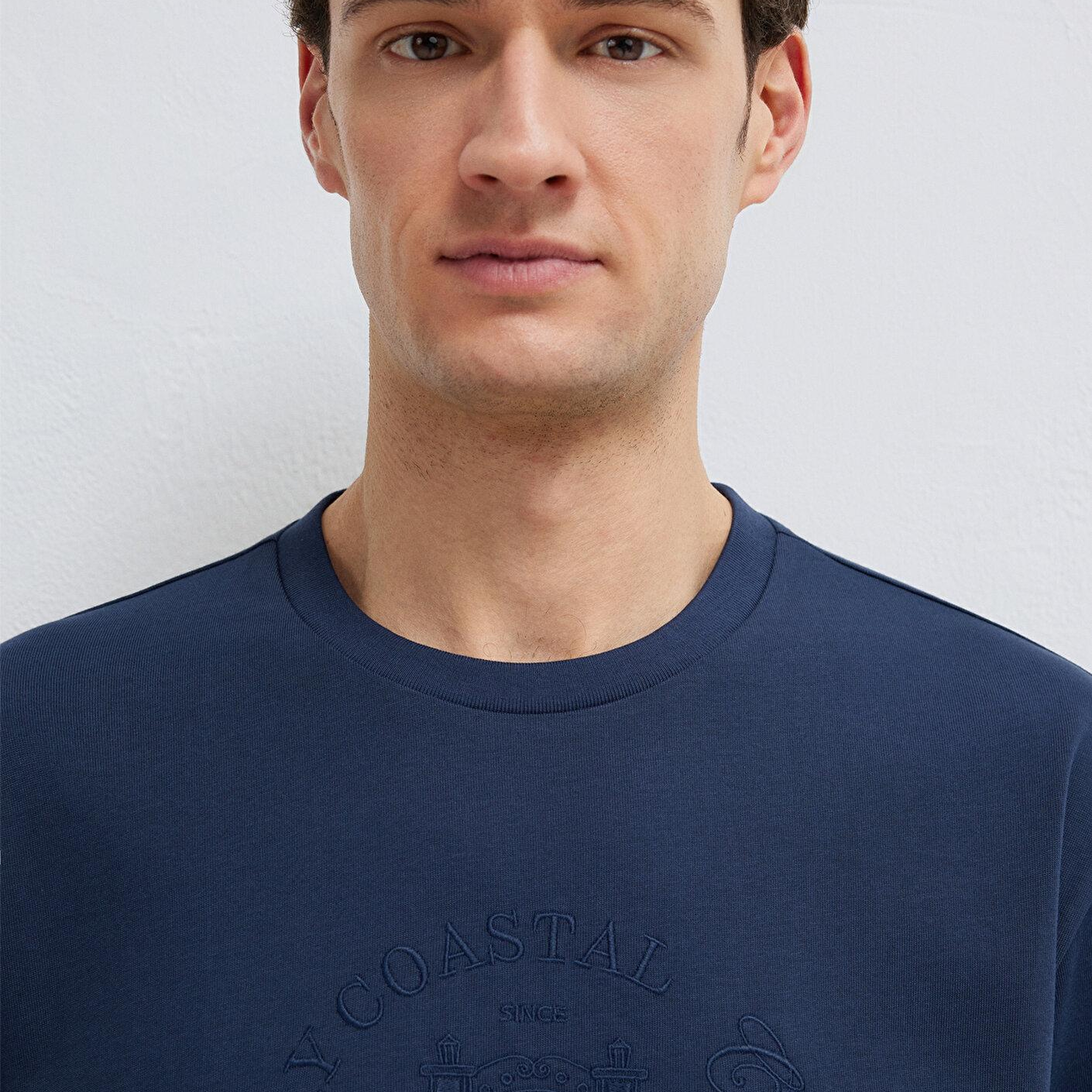 Mavi Baskılı Lacivert Tişört Loose Fit / Bol Rahat Kesim 0613156-70490