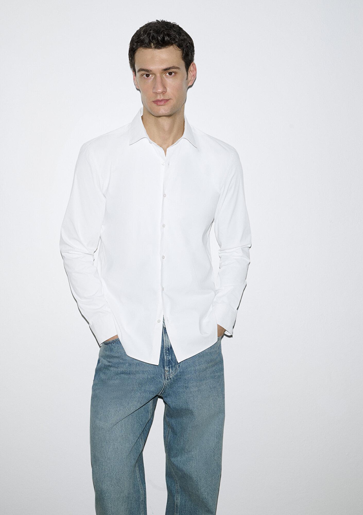 Mavi Hafif ve Esnek Beyaz Travel Gömlek Regular Fit / Normal Kesim 0211812-620