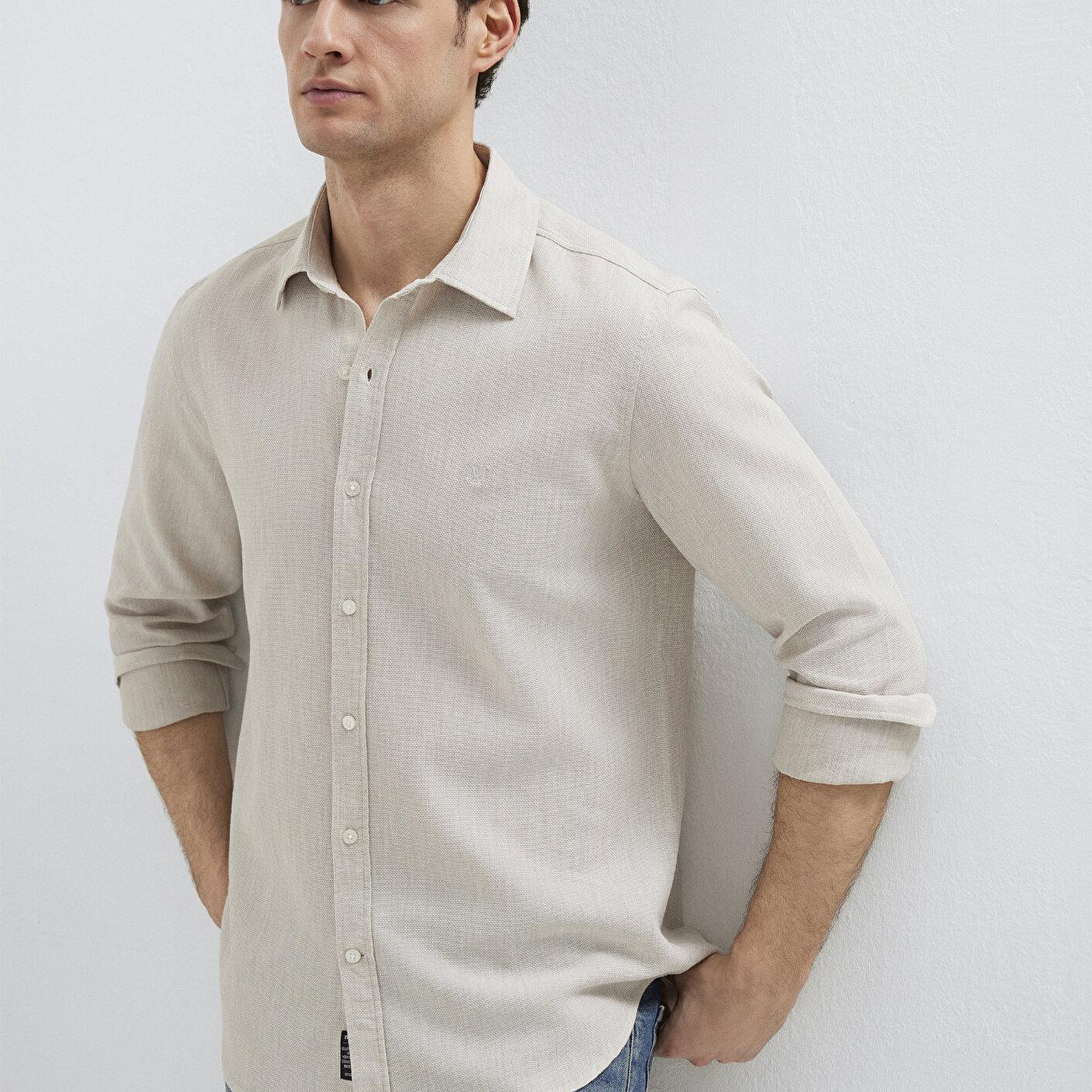 Mavi Bej Gömlek Slim Fit / Dar Kesim 0211656-70145