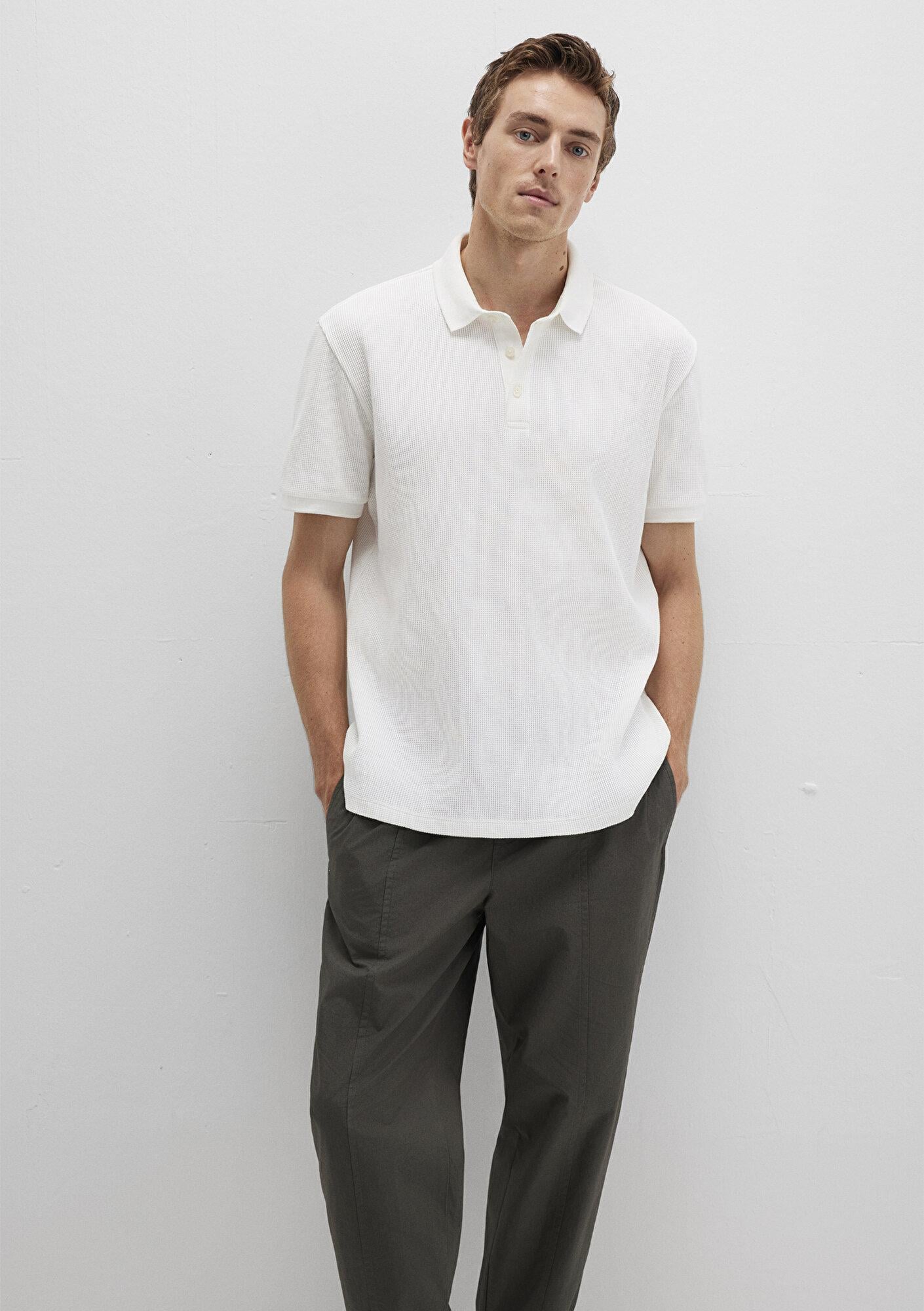 Mavi Dokulu Beyaz Polo Tişört Regular Fit / Normal Kesim 0612824-70057