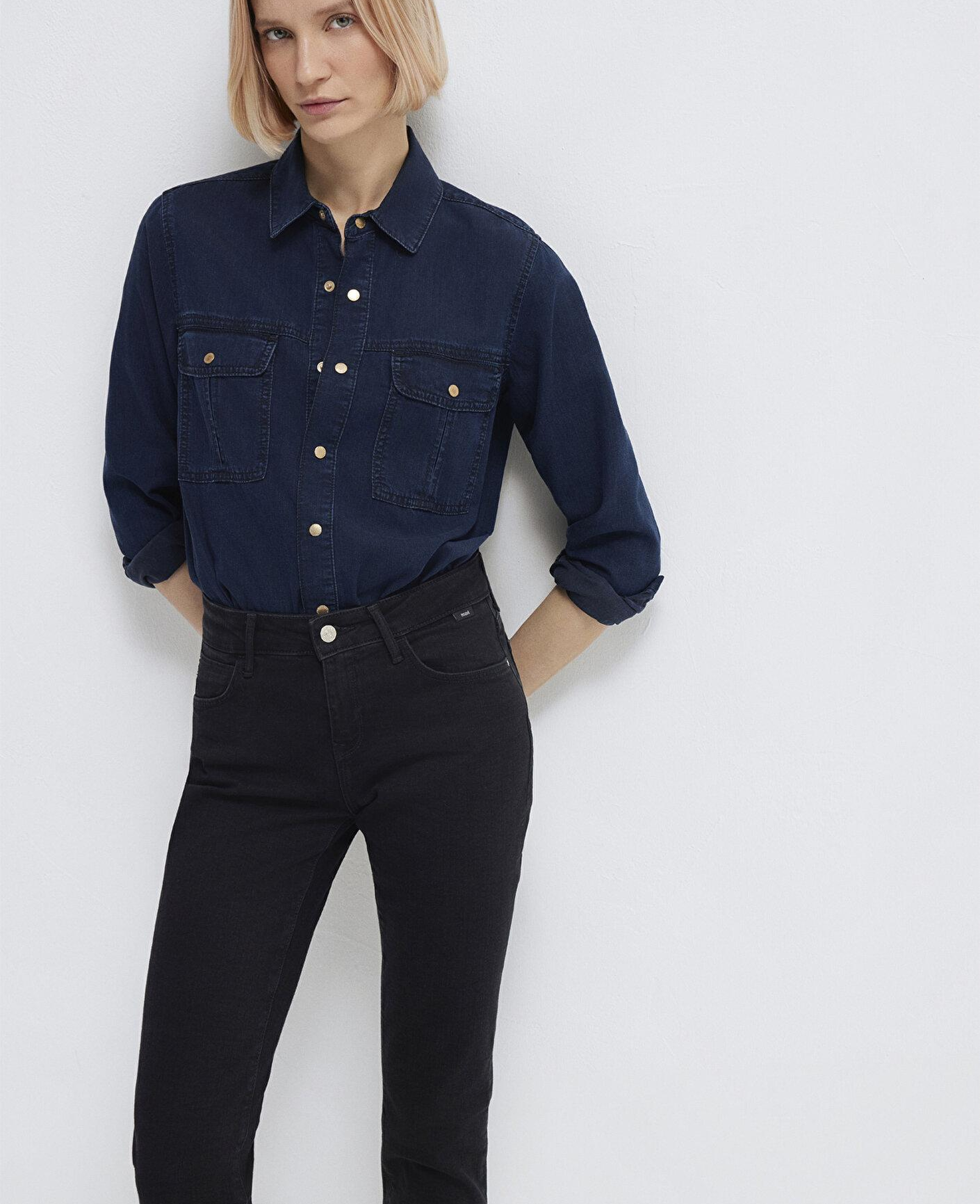 Mavi Nia Gold Premium Mürekkep Mavi Jean Gömlek Fitted / Vücuda Oturan Kesim 1211137-90540