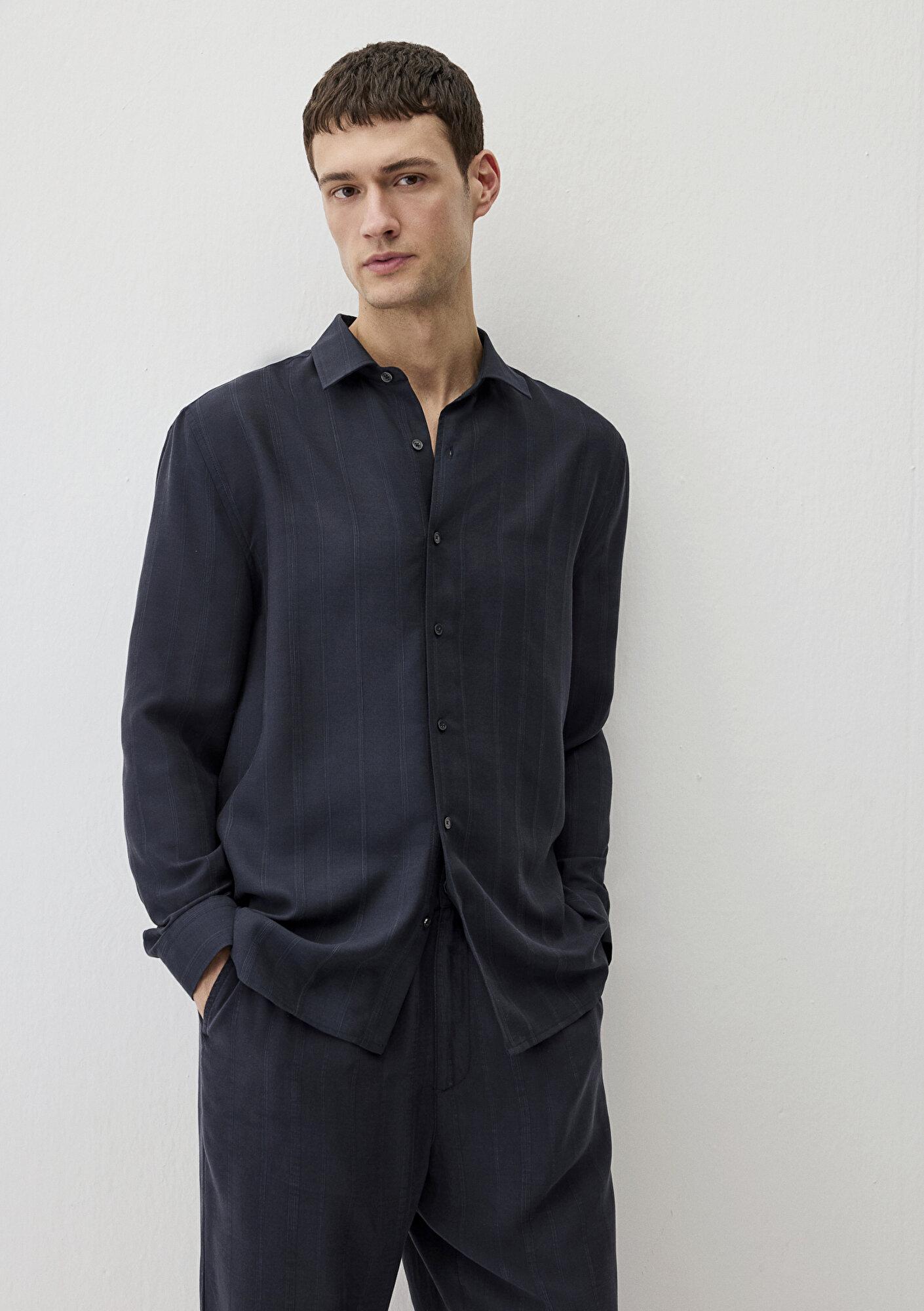 Mavi Lacivert (TENCEL™) Liyosel Gömlek Regular Fit / Normal Kesim 0211622-83884