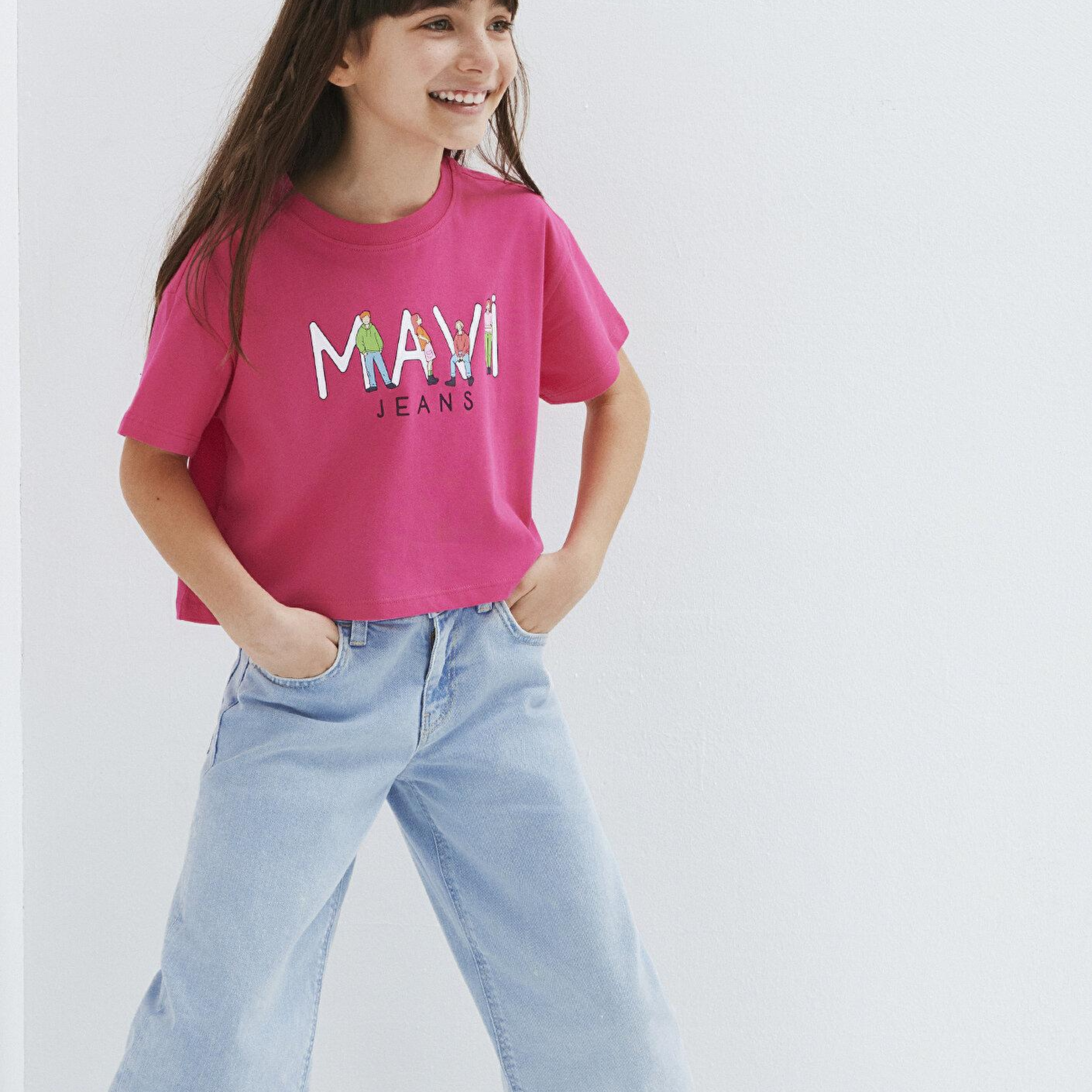 Mavi Mavi Jeans Baskılı Pembe Tişört Loose Fit / Bol Rahat Kesim 7610286-71111