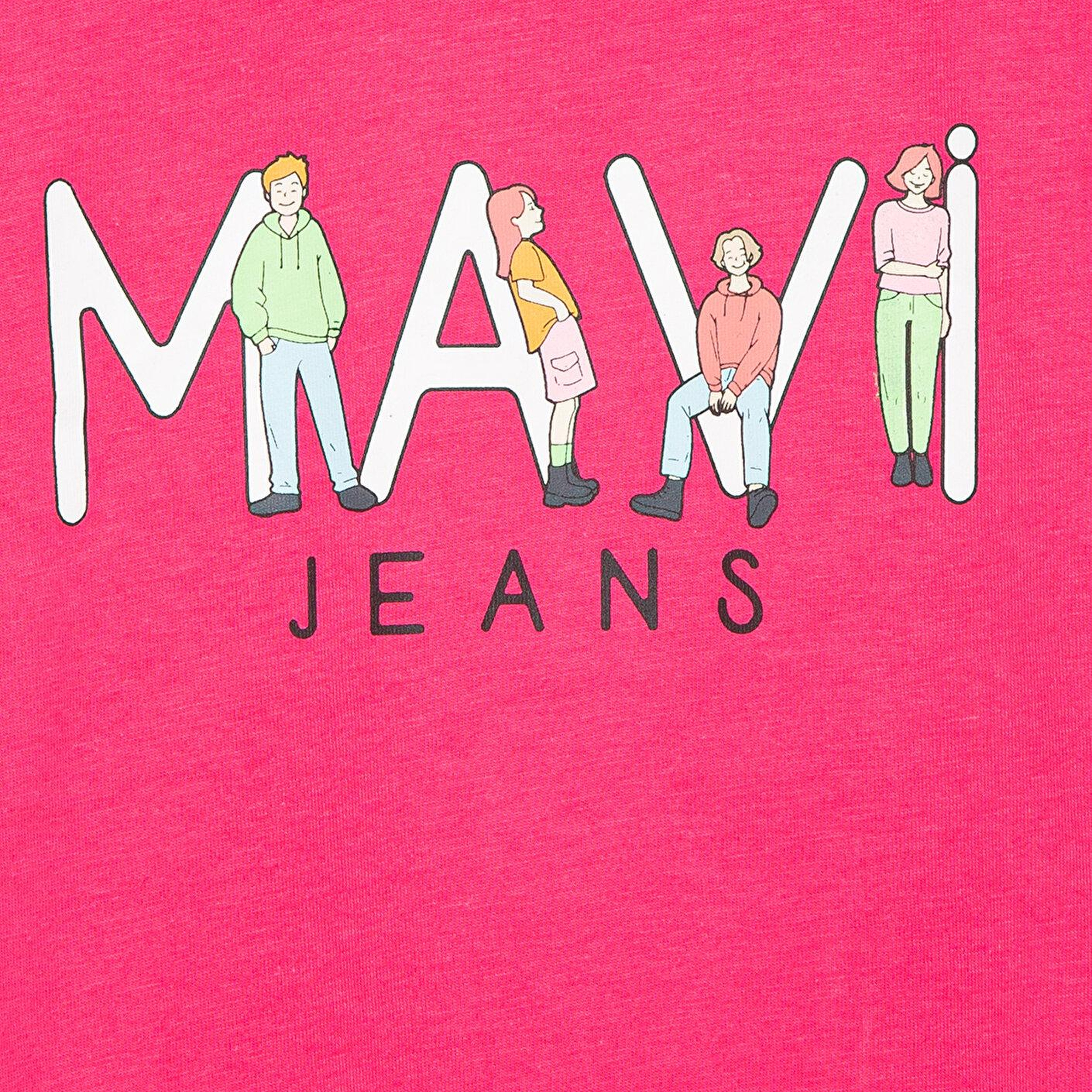 Mavi Mavi Jeans Baskılı Pembe Tişört Loose Fit / Bol Rahat Kesim 7610286-71111
