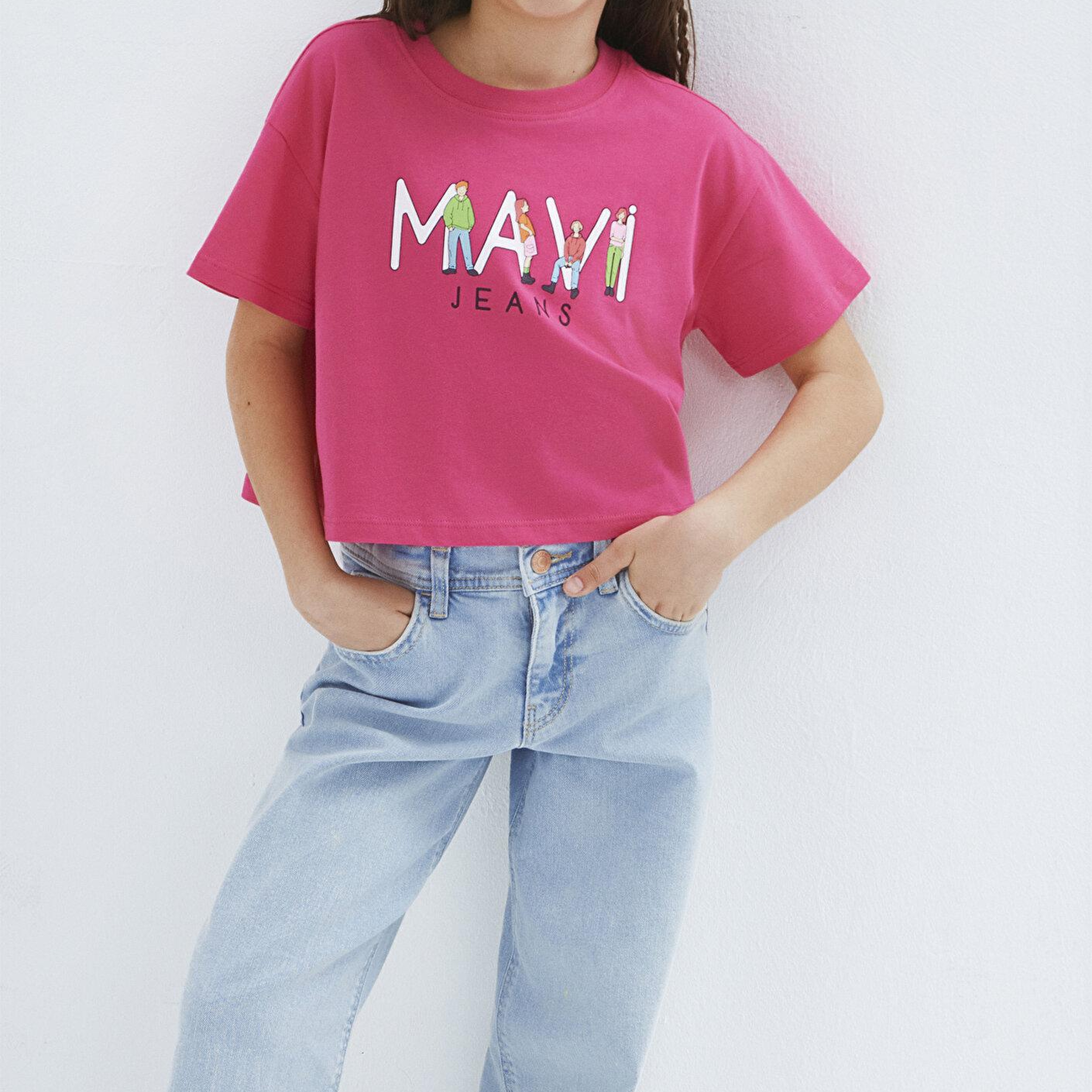 Mavi Mavi Jeans Baskılı Pembe Tişört Loose Fit / Bol Rahat Kesim 7610286-71111