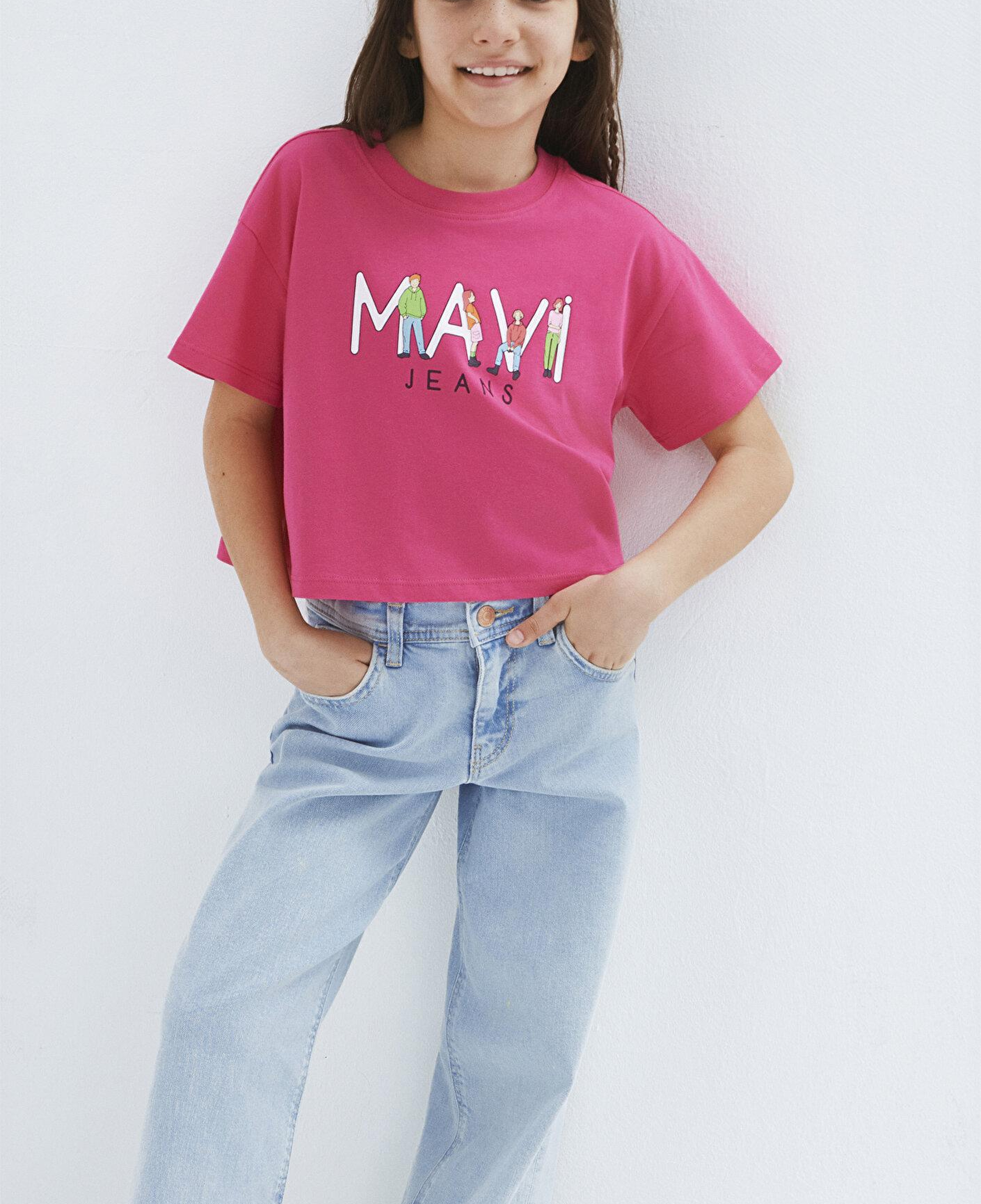 Mavi Mavi Jeans Baskılı Pembe Tişört Loose Fit / Bol Rahat Kesim 7610286-71111