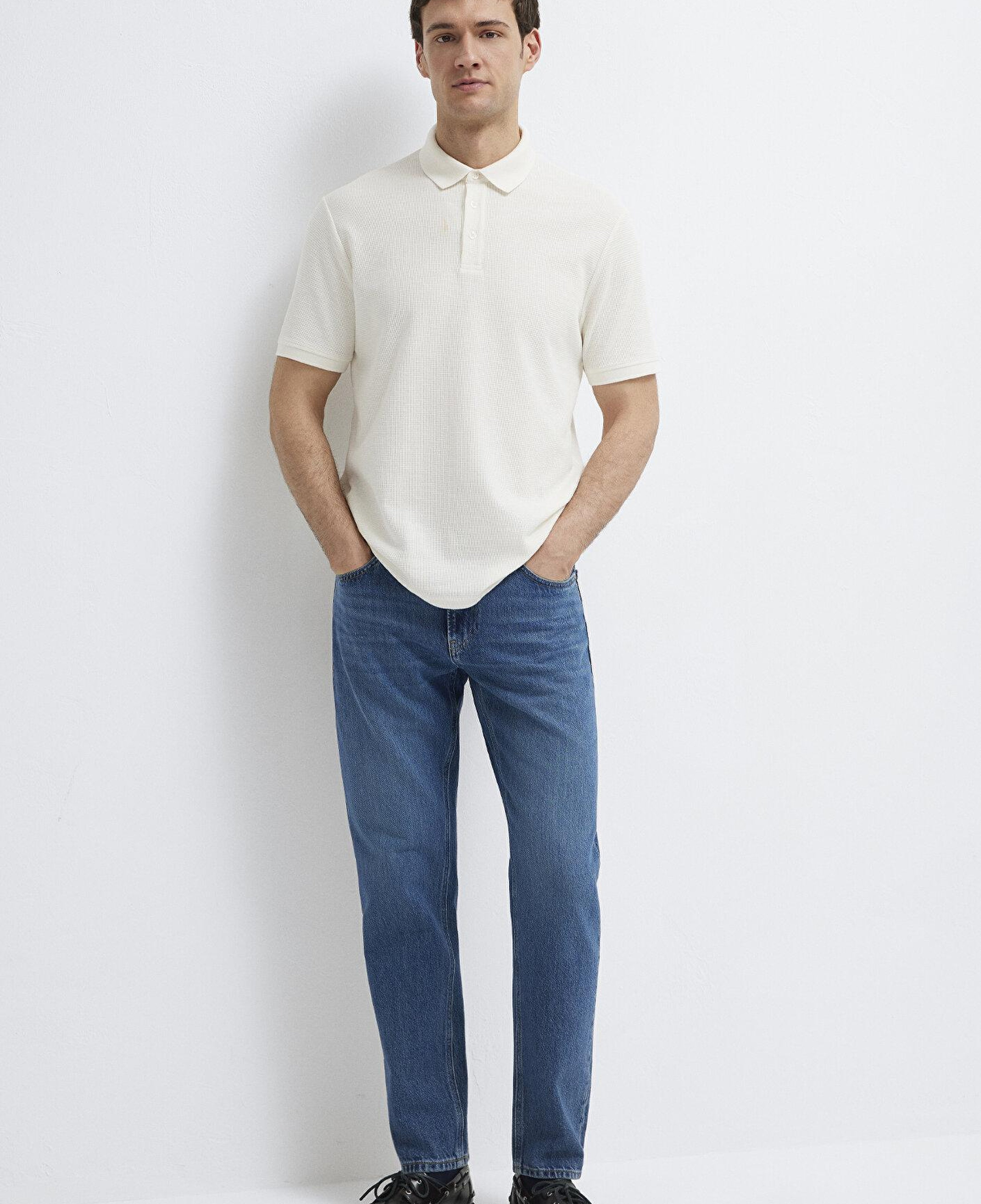 Mavi Ekru Polo Tişört Slim Fit / Dar Kesim 0612521-70057