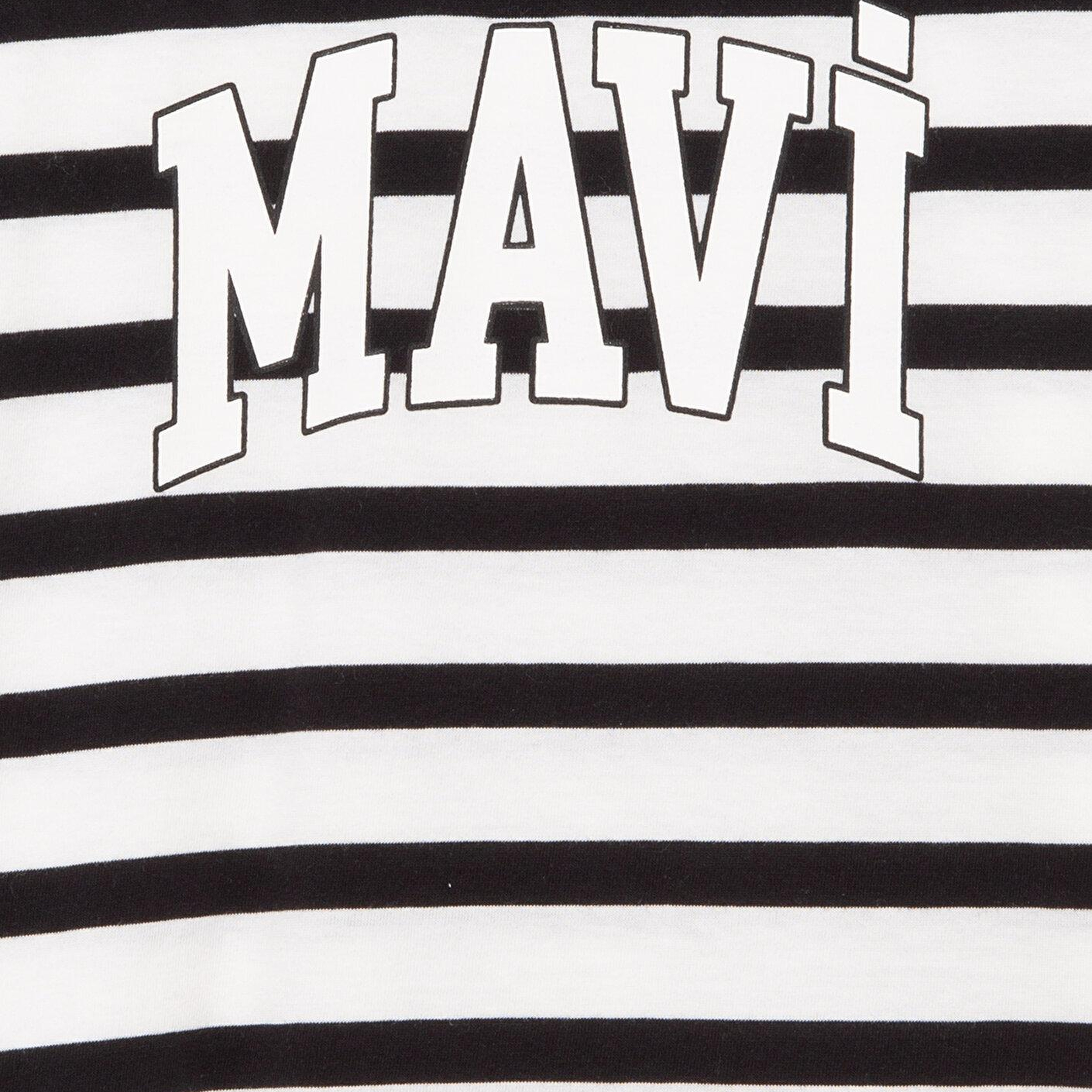 Mavi Mavi Logo Baskılı Siyah Çizgili Tişört Regular Fit / Normal Kesim 6610251-84041