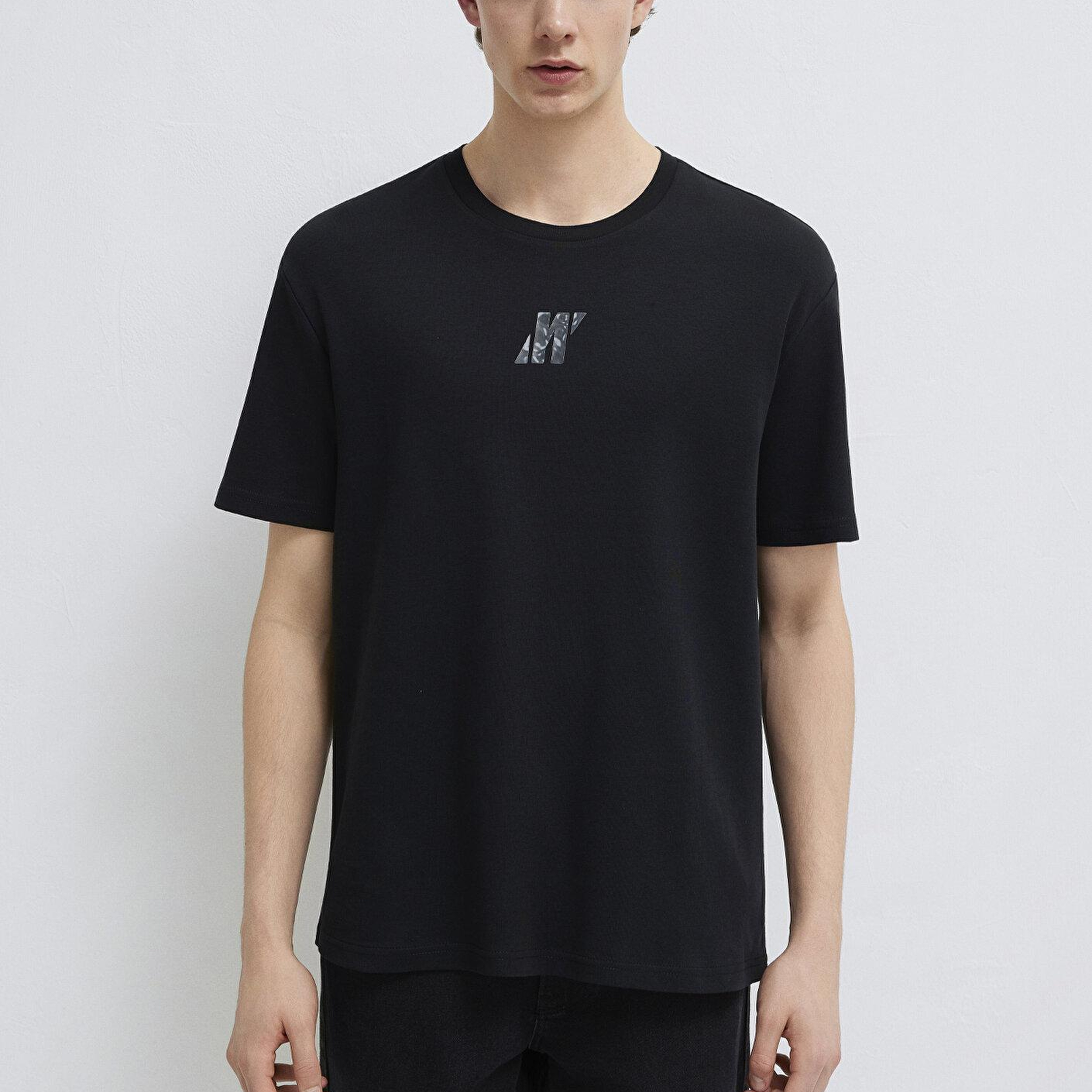 Mavi Mavi Pro Logo Baskılı Siyah Tişört Loose Fit / Bol Rahat Kesim 0612189-900
