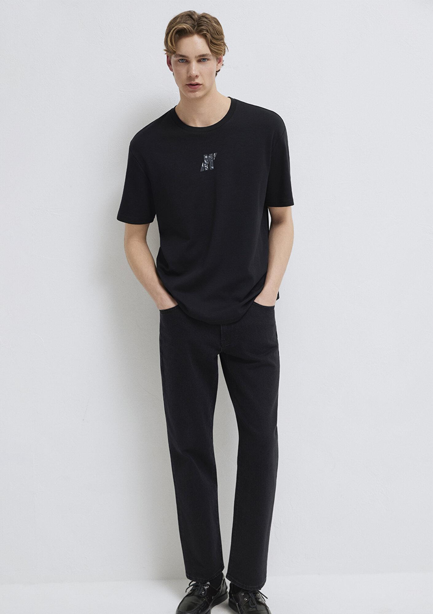 Mavi Mavi Pro Logo Baskılı Siyah Tişört Loose Fit / Bol Rahat Kesim 0612189-900