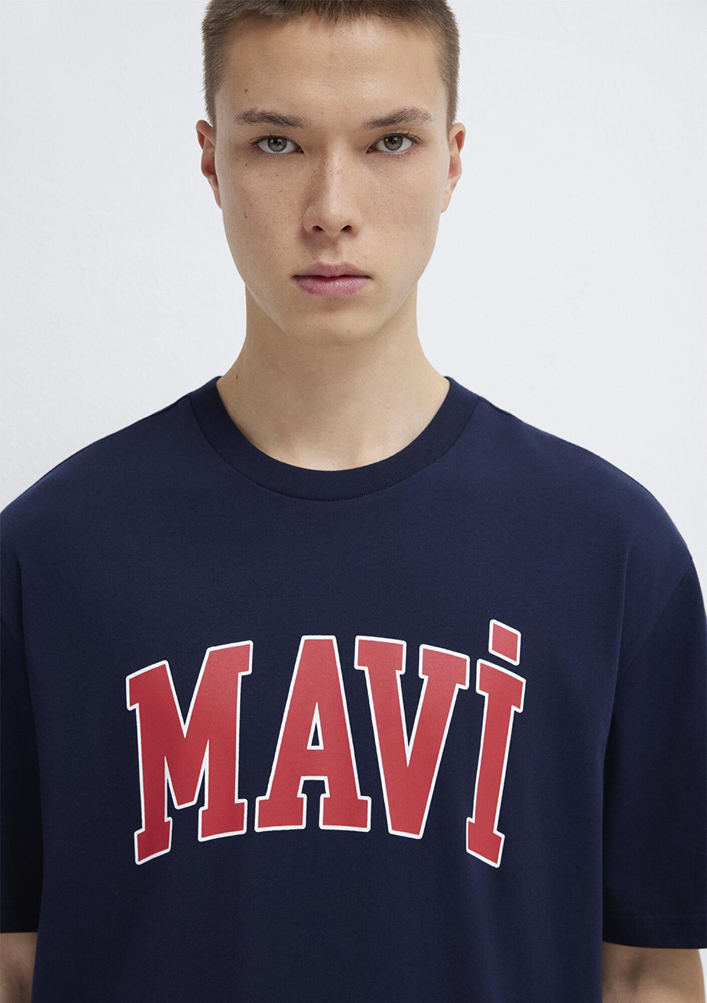 Mavi Mavi Logo Baskılı Lacivert Tişört Loose Fit / Bol Rahat Kesim 0611711-84371