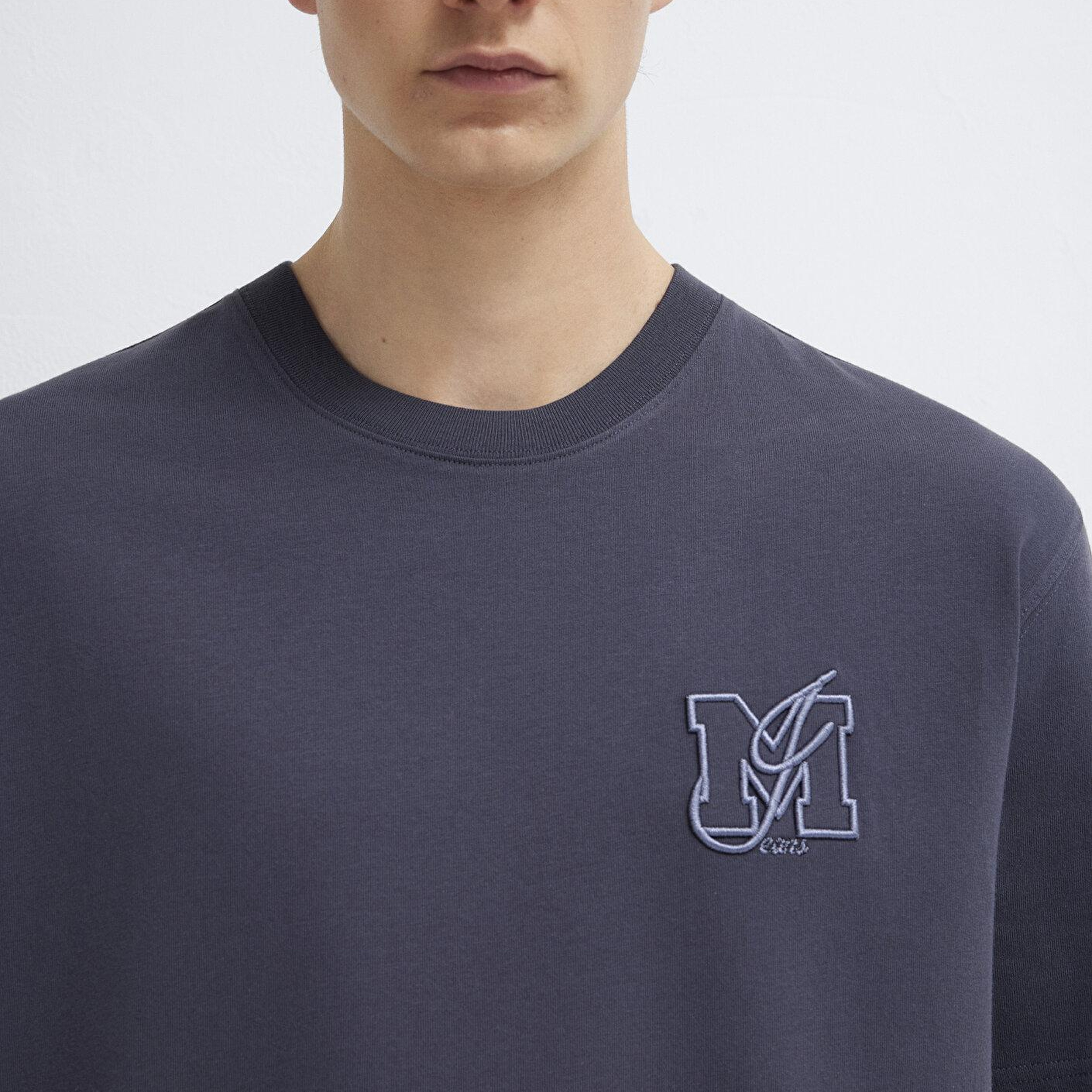 Mavi MJ Logo Detaylı Gri Tişört Loose Fit / Bol Rahat Kesim 0612885-70101