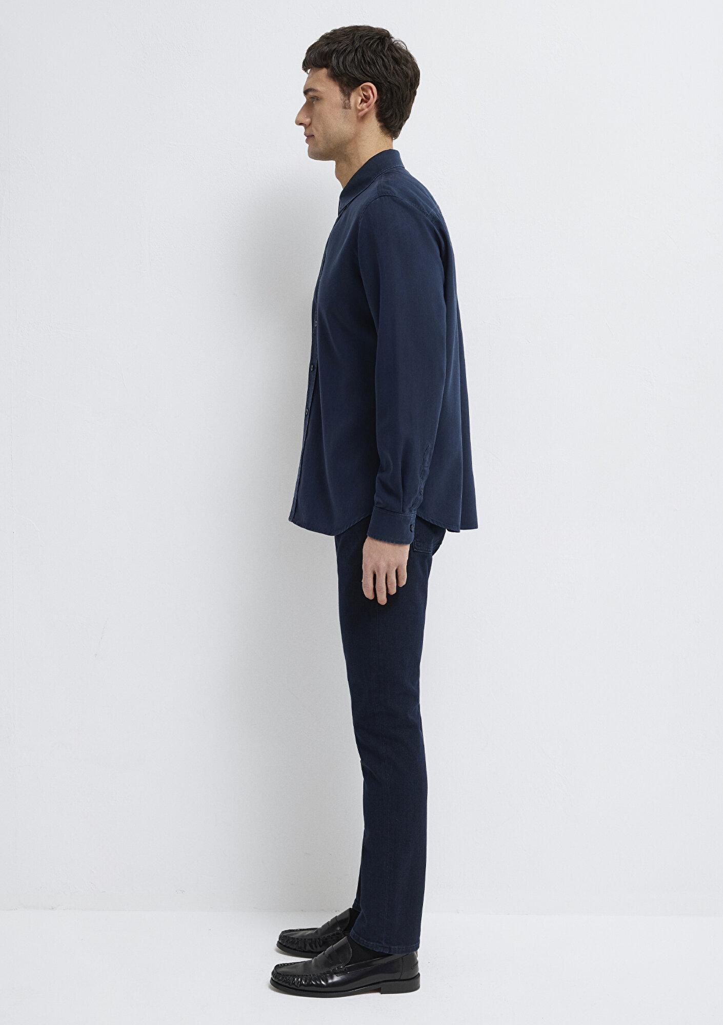 Mavi Lacivert (TENCEL™) Liyosel Gömlek Regular Fit / Normal Kesim 0210818-70494