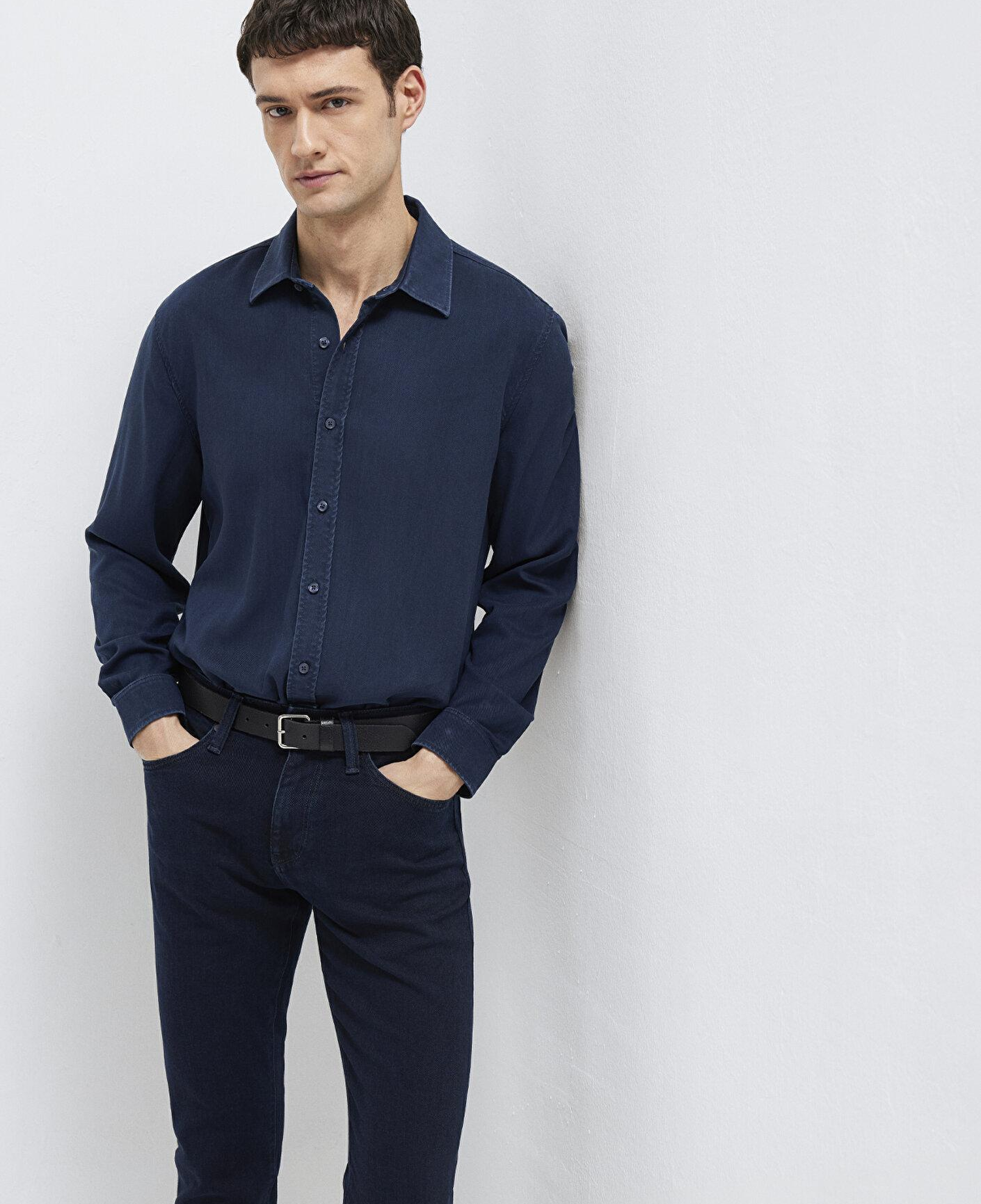 Mavi Lacivert (TENCEL™) Liyosel Gömlek Regular Fit / Normal Kesim 0210818-70494